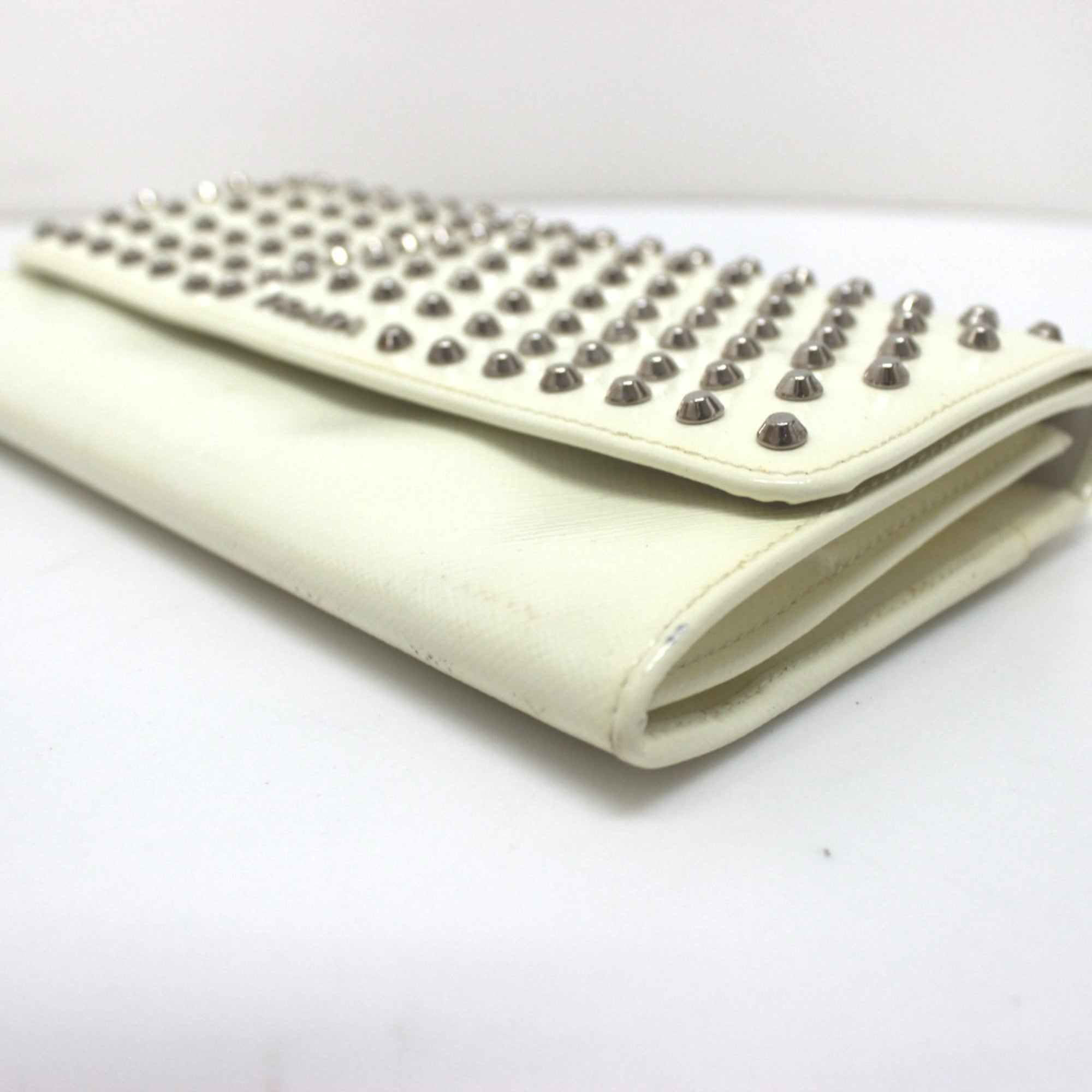Prada White Leather Long Wallet (Bi-Fold) (Pre-Owned)