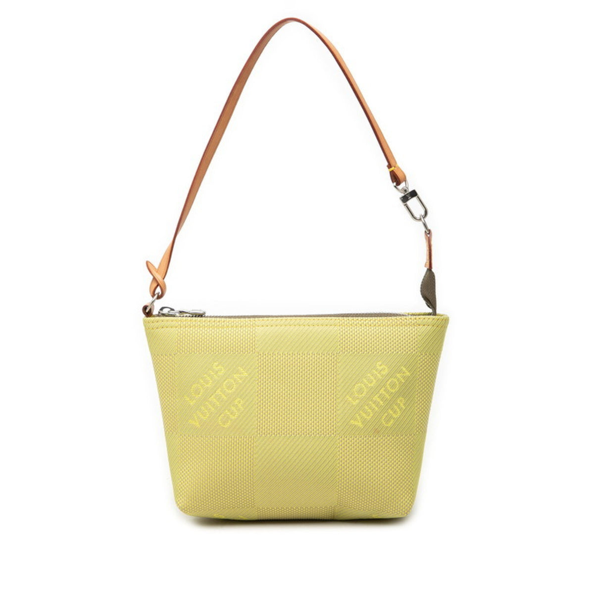 Louis Vuitton Lime Green Canvas Leather Handbag Pouch (Pre-Owned)