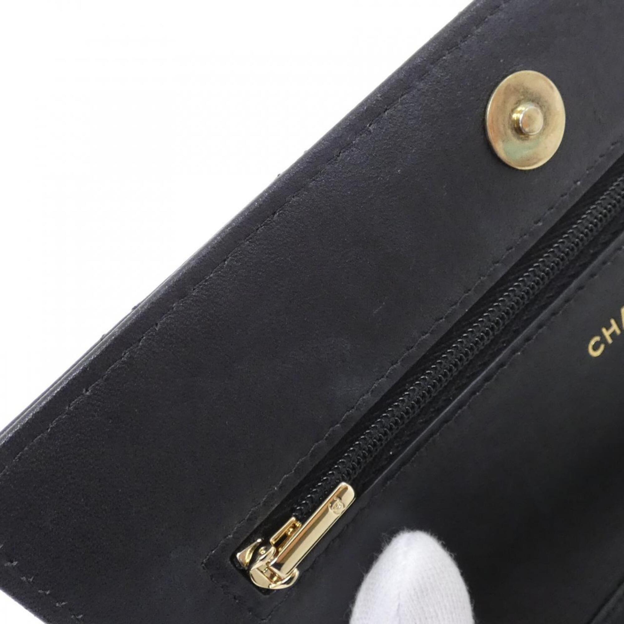 Chanel Black Leather Chain/Shoulder Wallet (Pre-Owned)