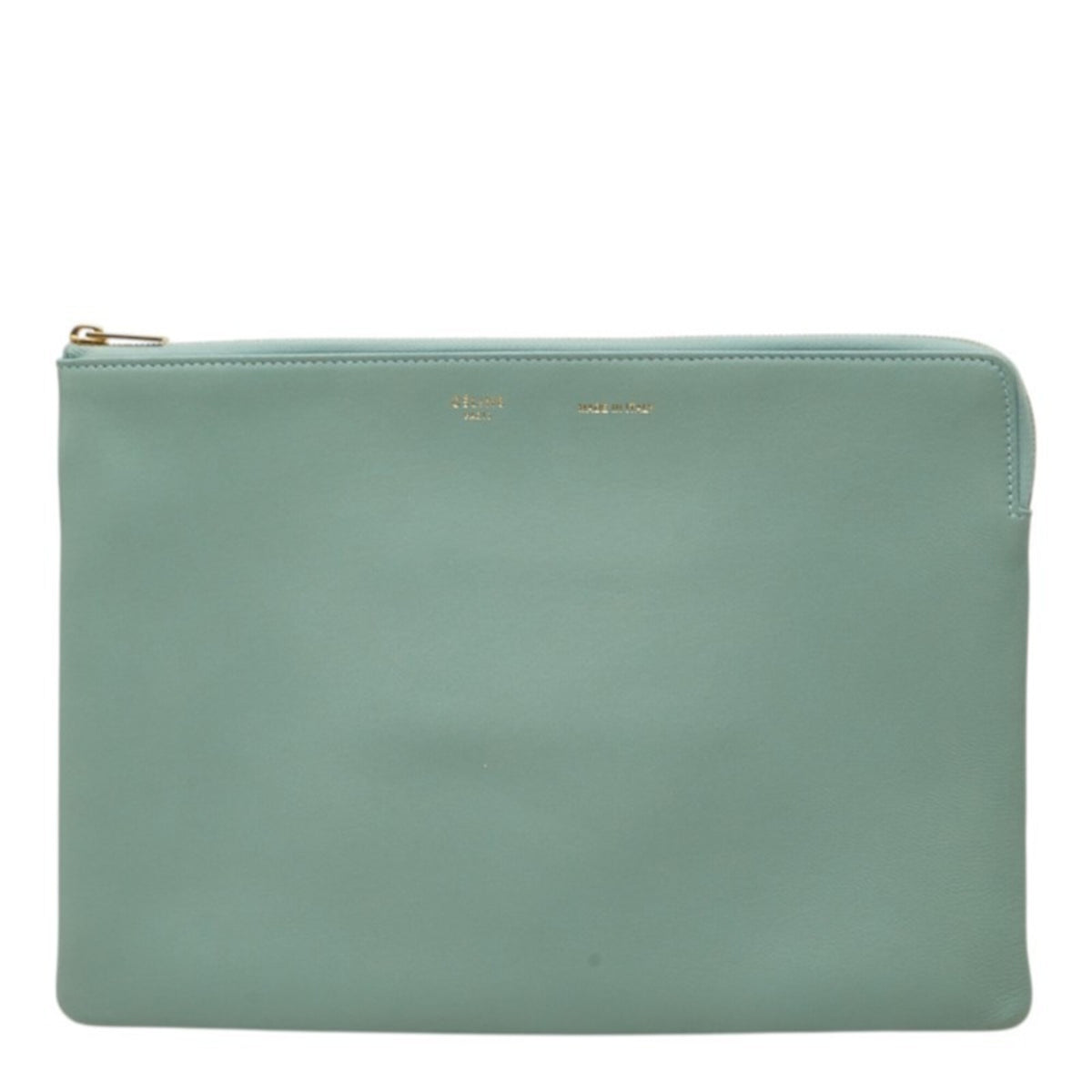 Celine Green Leather Clutch Bag Handbag (Pre-Owned)
