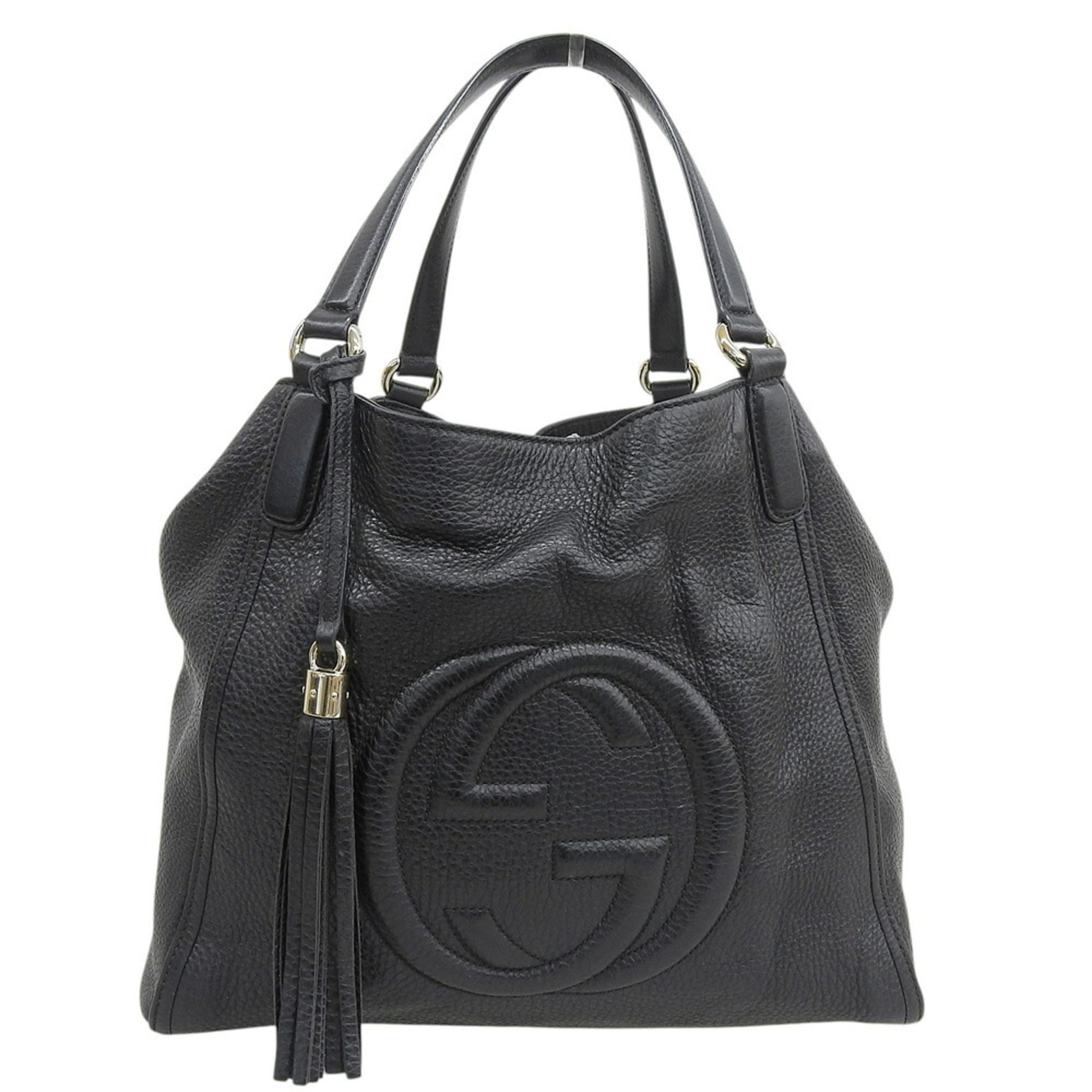 Gucci Black Leather Handbag Shoulder Bag Tote Bag (Pre-Owned)