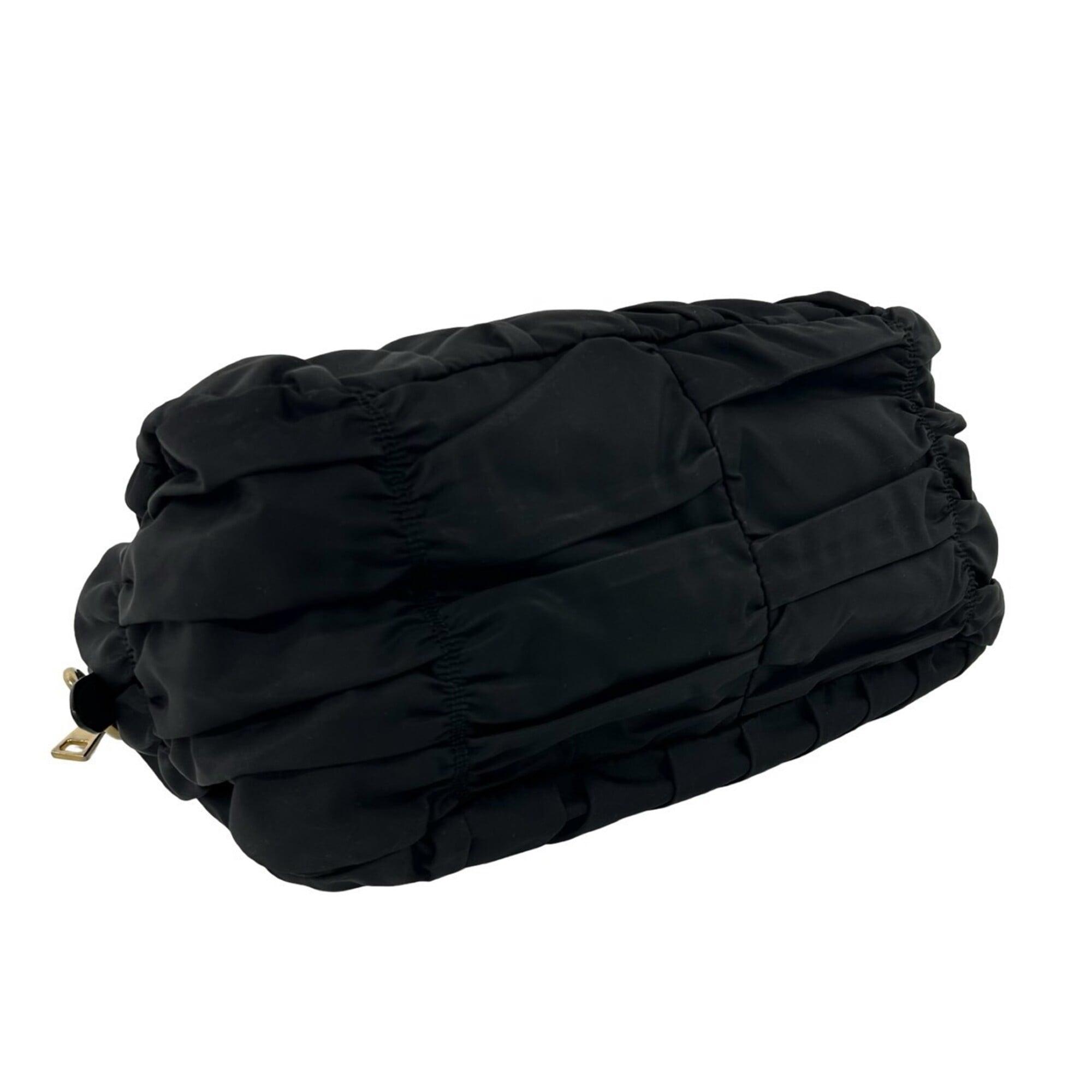 Prada Black Nylon Leather Handbag Shoulder Bag Tote Bag (Pre-Owned)