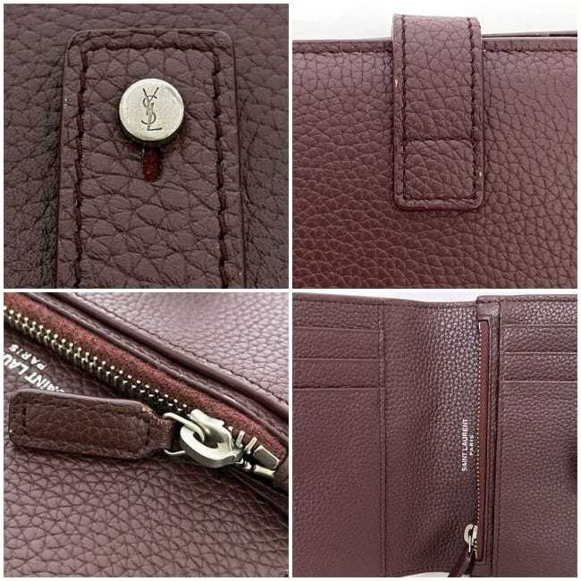 Saint Laurent Bordeaux Leather Wallet (Bi-Fold) (Pre-Owned)