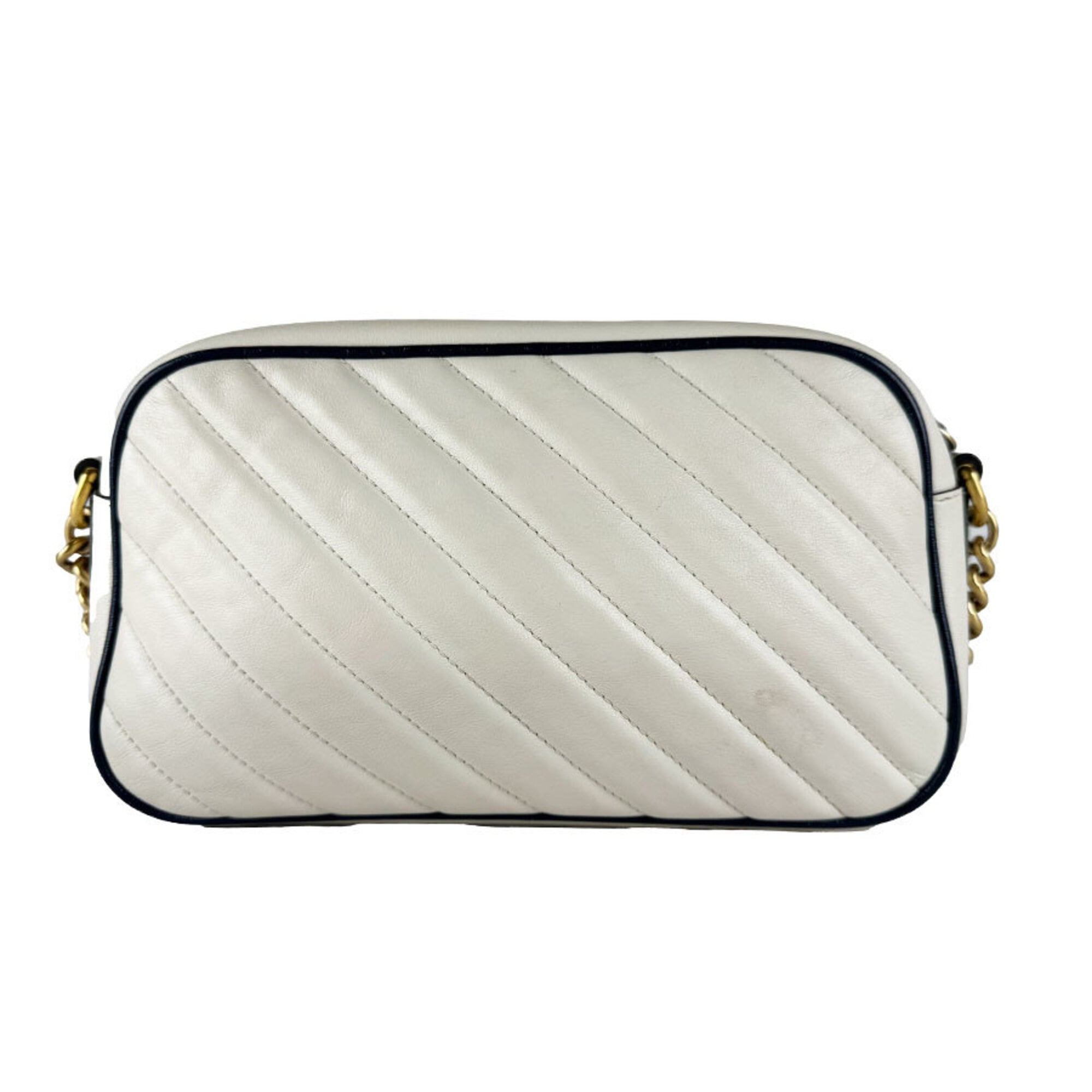 Gucci Ivory Navy Leather Shoulder Bag (Pre-Owned)