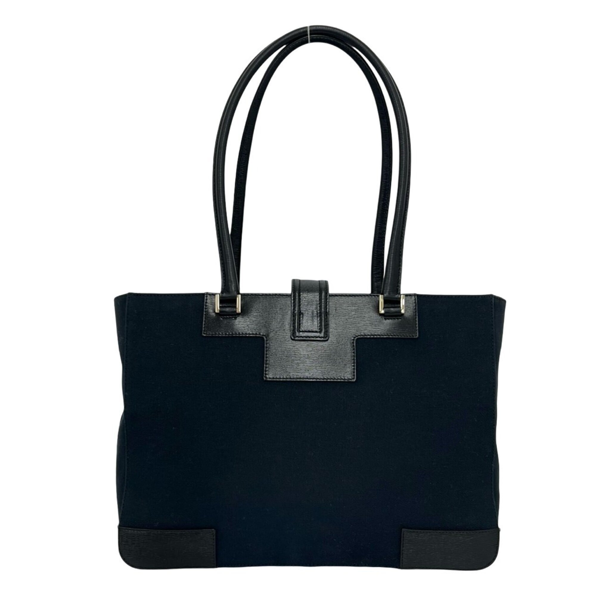 Gucci Black Canvas Leather Handbag Shoulder Bag Tote Bag (Pre-Owned)