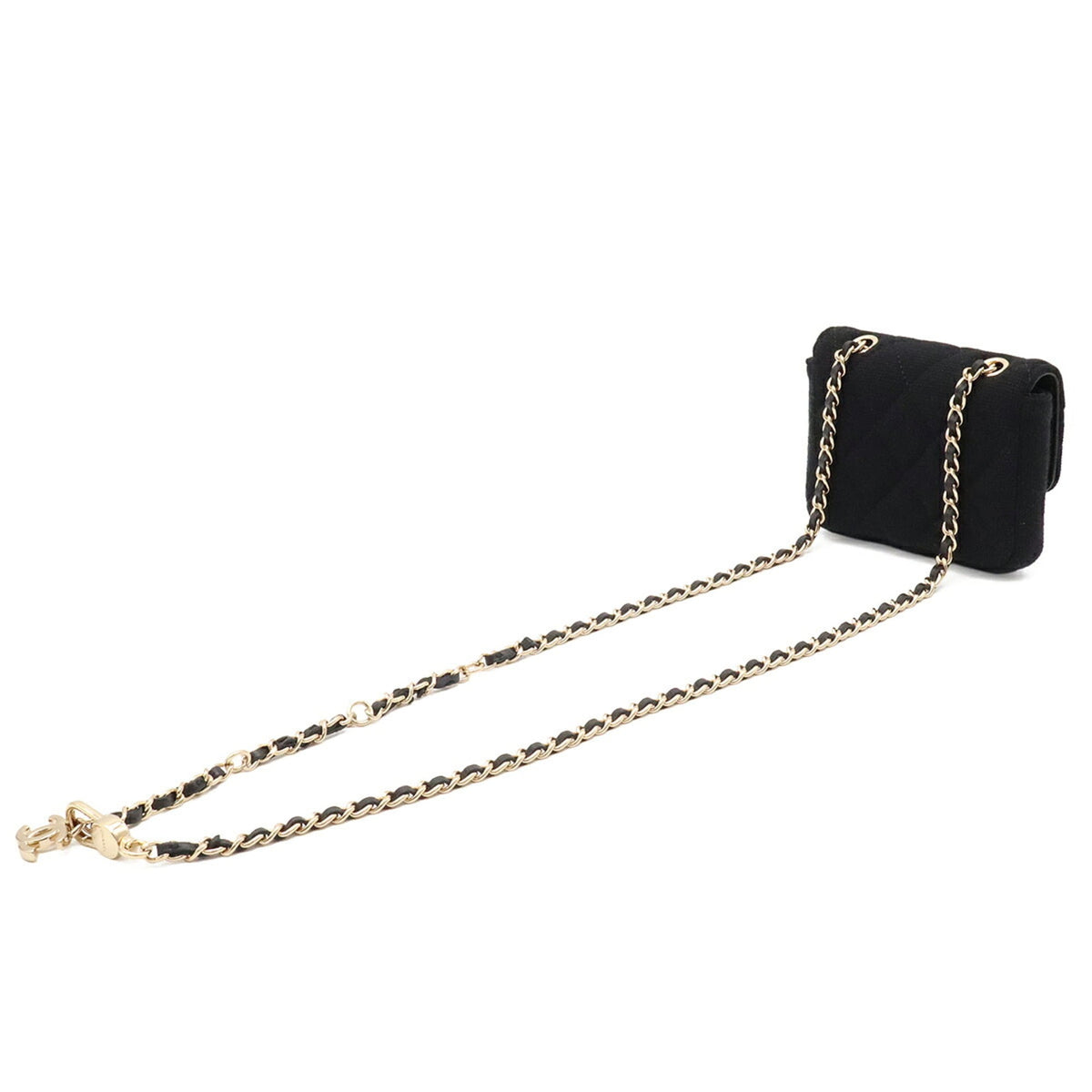 Chanel Black Cotton Jersey Pochette Pouch Shoulder Bag (Pre-Owned)