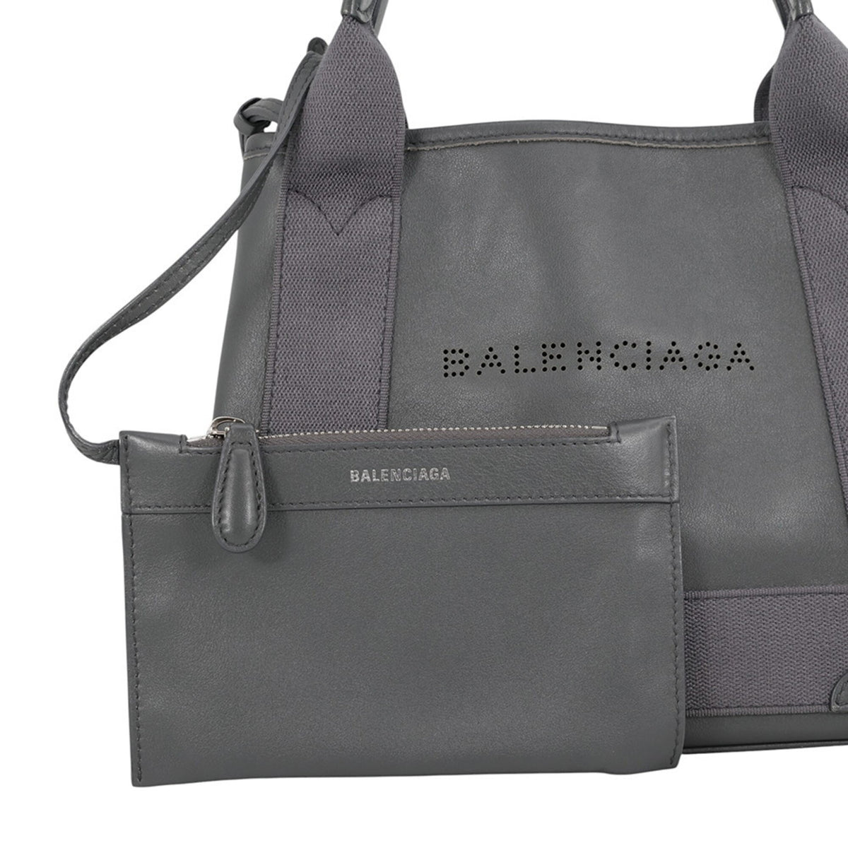Balenciaga Gray Leather Canvas Handbag (Pre-Owned)