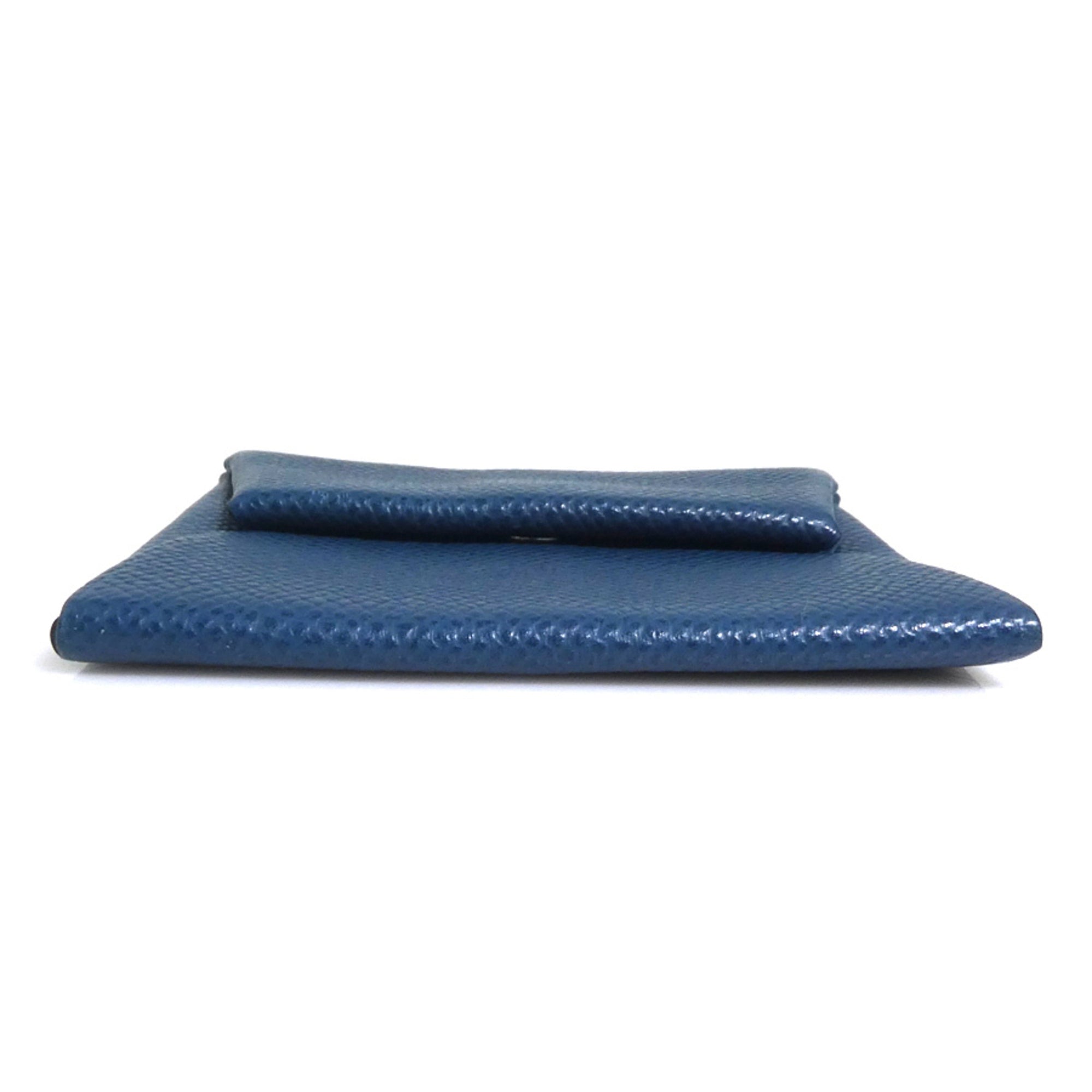 Hermes Navy Leather Coin Purse/Coin Case (Pre-Owned)