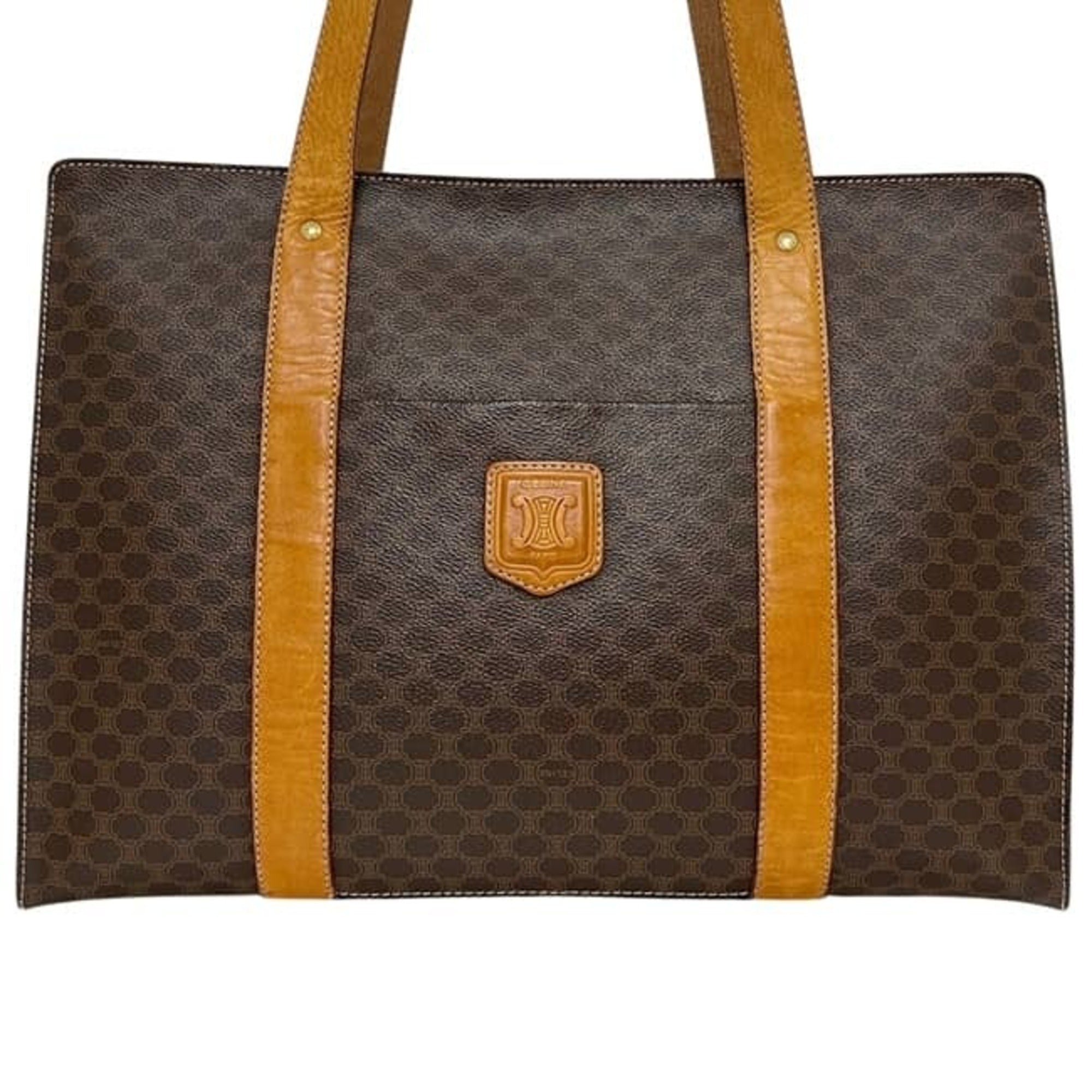 Celine Macadam Brown Pvc Leather Tote Bag (Pre-Owned)