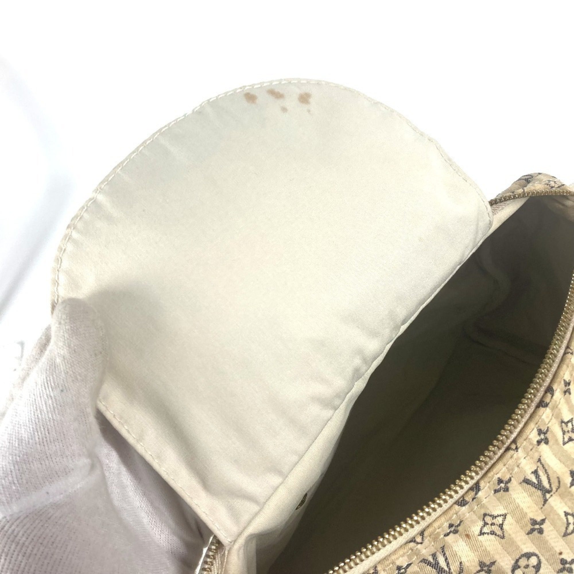 Louis Vuitton Monogram Mini Lin Navy White Monogram Mini Lin Boston Bag Handbag (Pre-Owned)