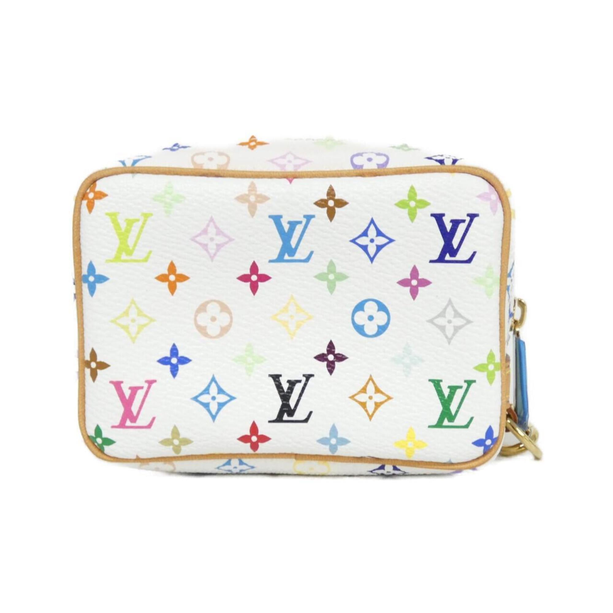 Louis Vuitton Multi-Color White Coated Canvas Handbag Pouch (Pre-Owned)