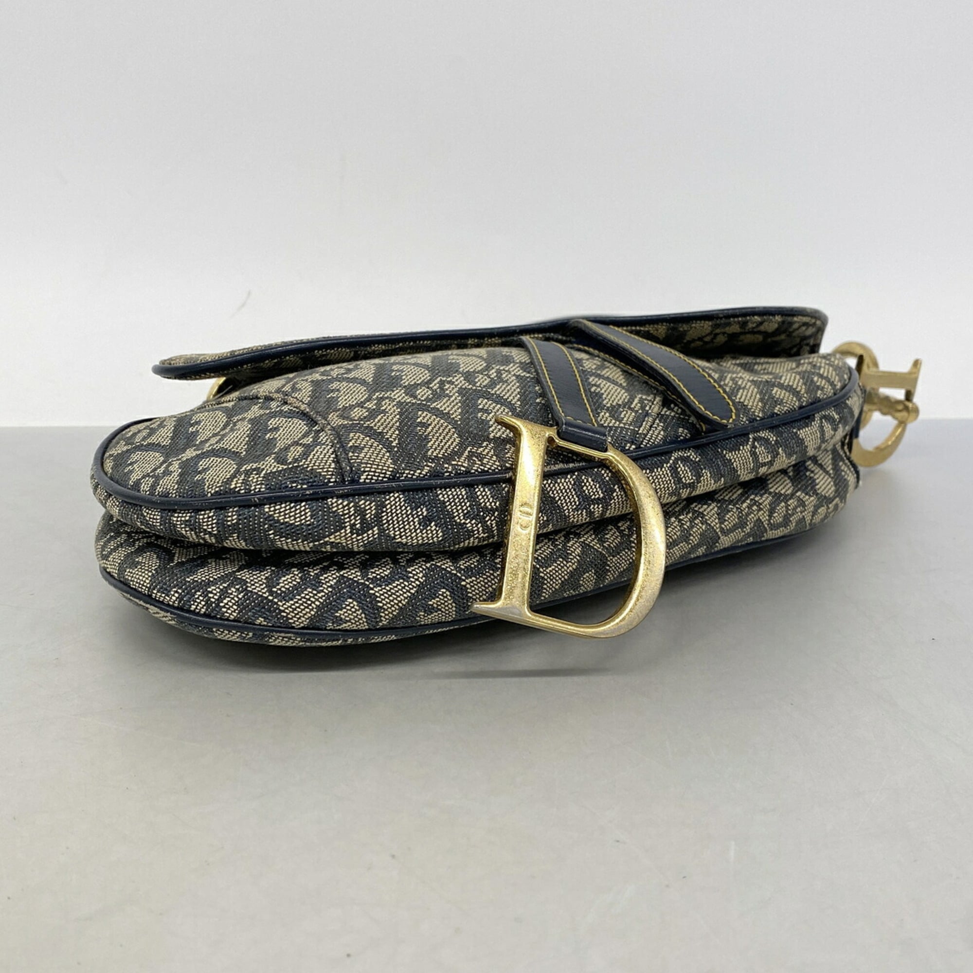 Christian Dior Beige Navy Canvas Handbag (Pre-Owned)
