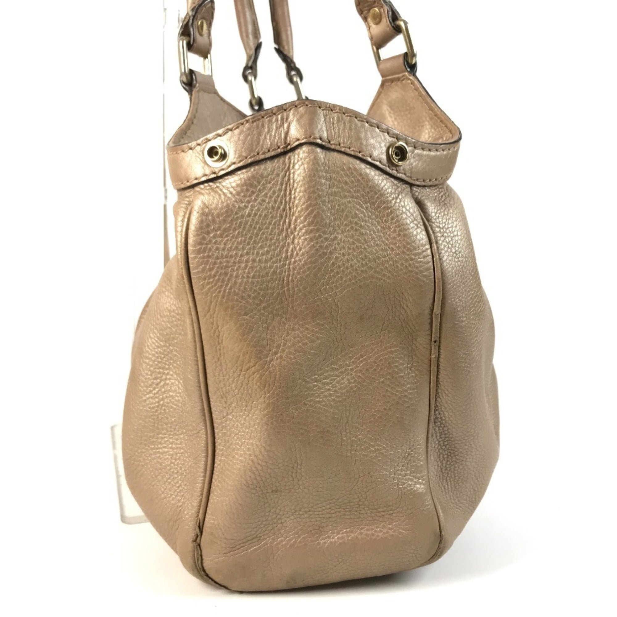Gucci Beige Pink Metallic Pink Leather Shoulder Bag Tote Bag (Pre-Owned)