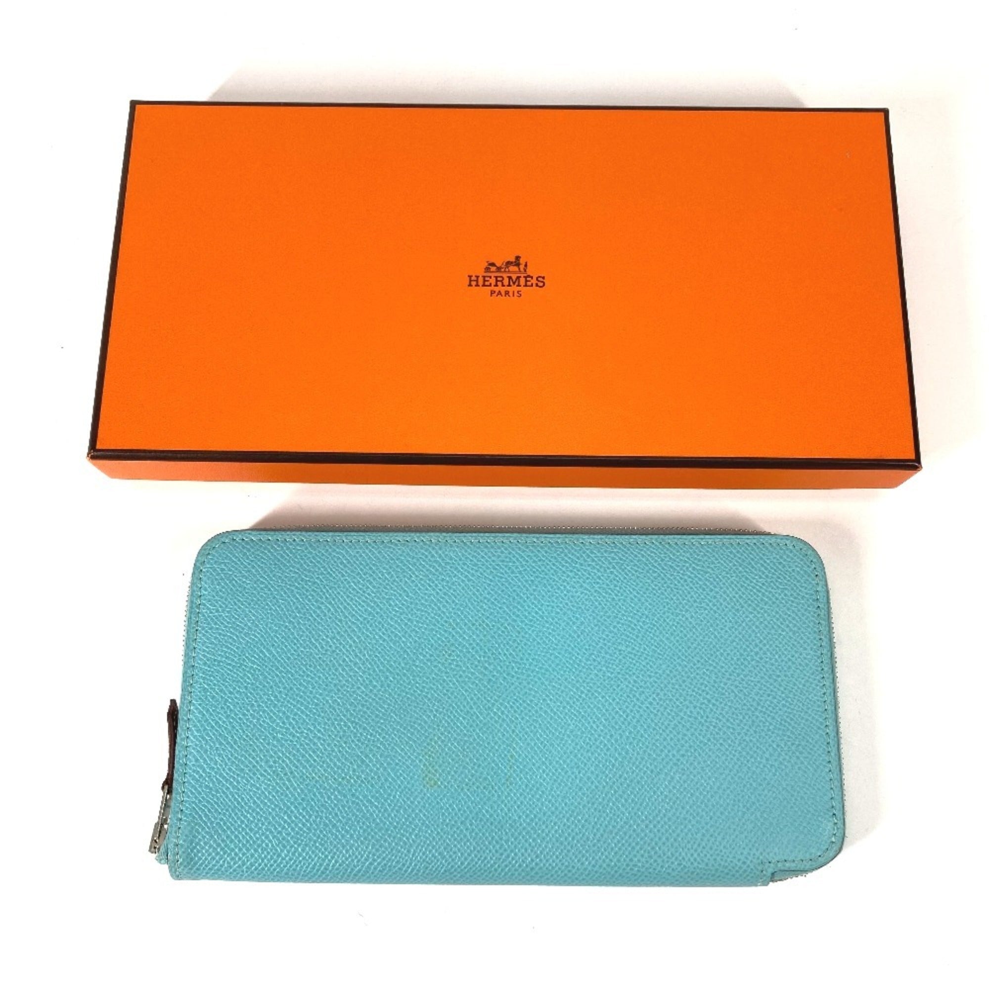 Hermes Blue Pink Epsom Leather Chain/Shoulder Wallet (Pre-Owned)