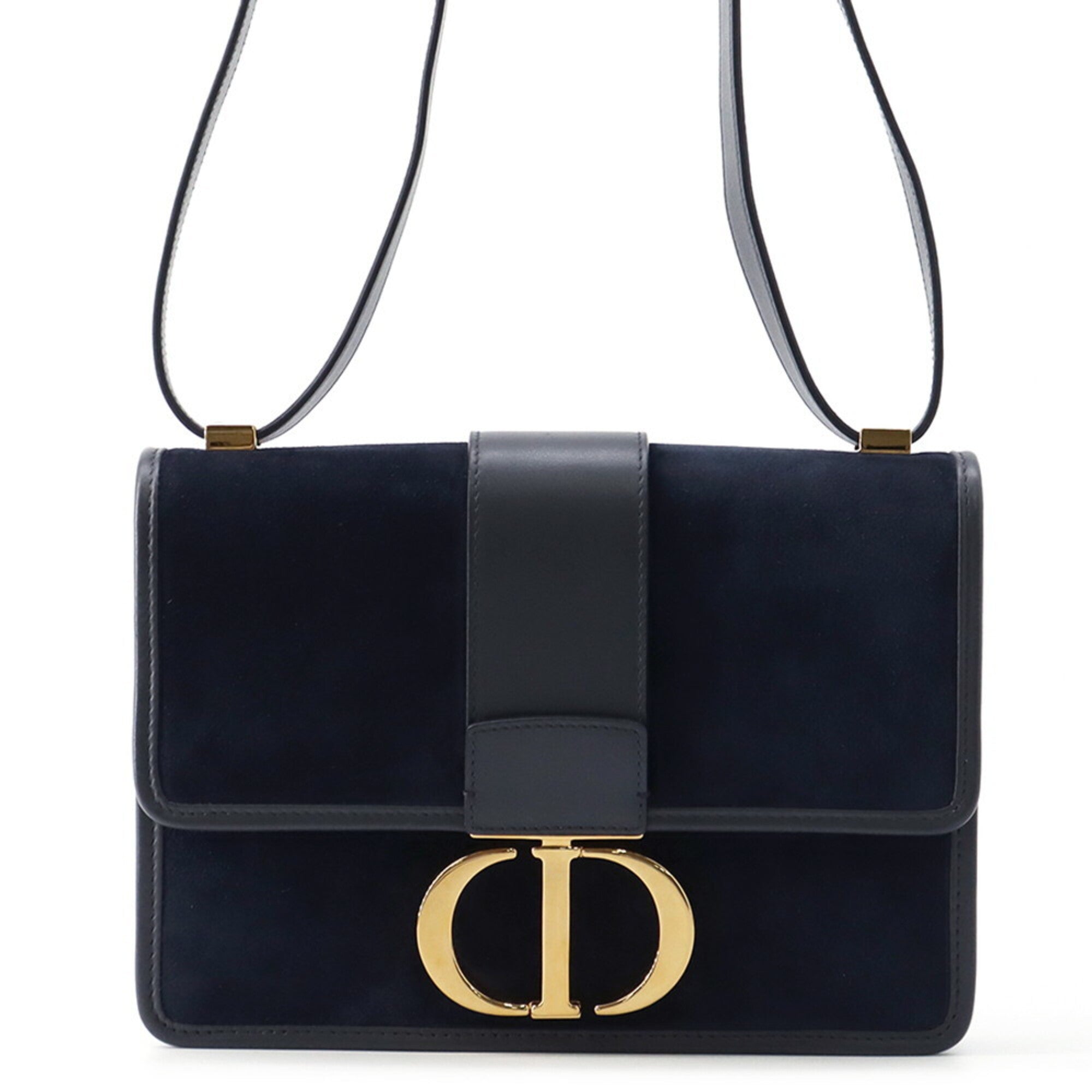 Christian Dior Navy Velvet Leather Handbag Shoulder Bag (Pre-Owned)
