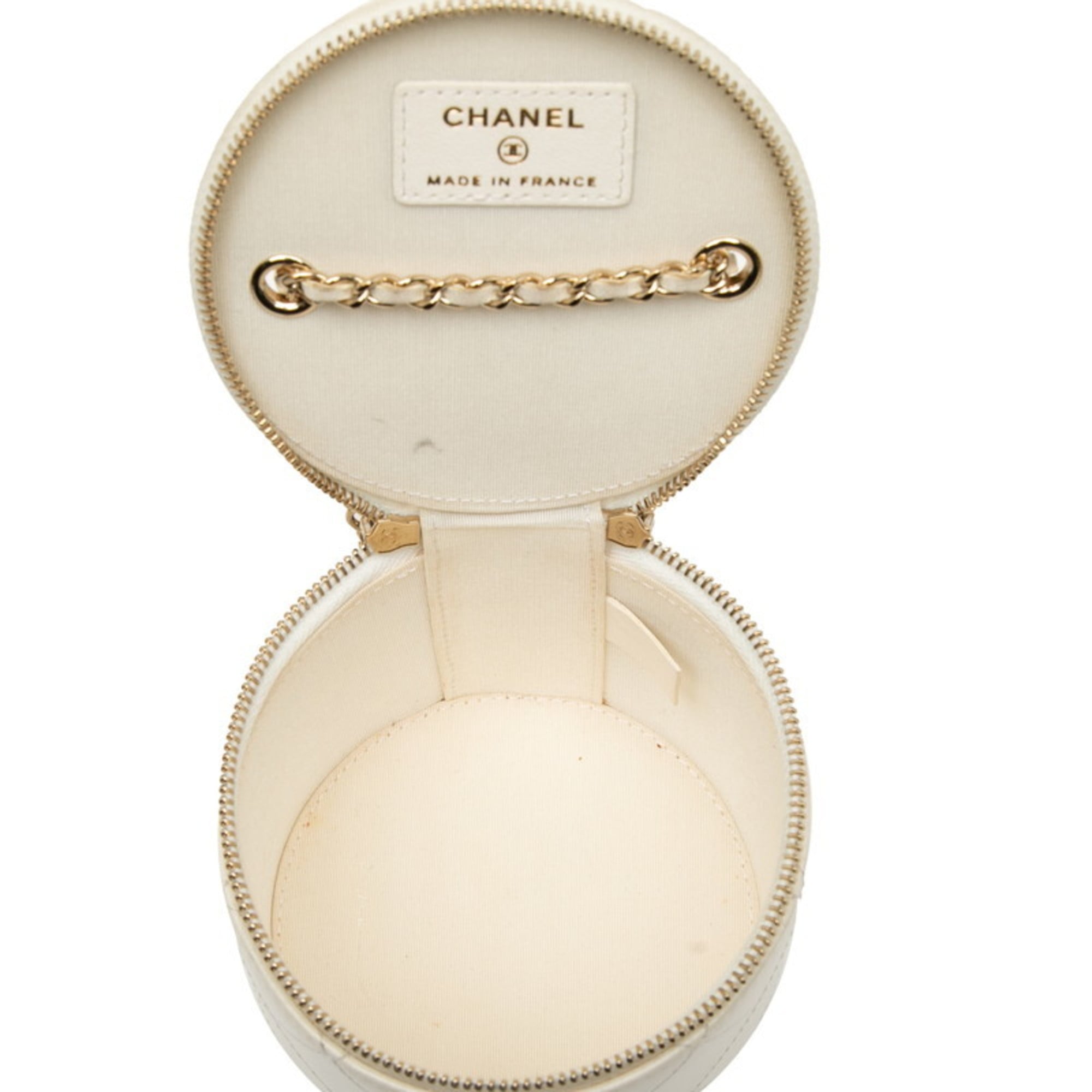 Chanel Black Off-White Leather Shoulder Bag Vanity Bag (Pre-Owned)