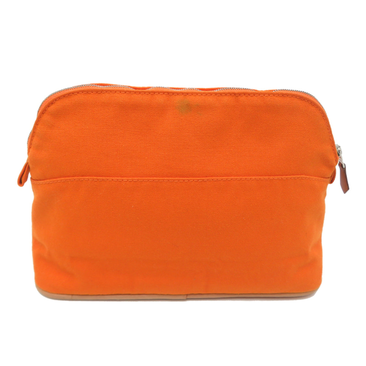 Hermes Orange Cotton Canvas Leather Pouch (Pre-Owned)