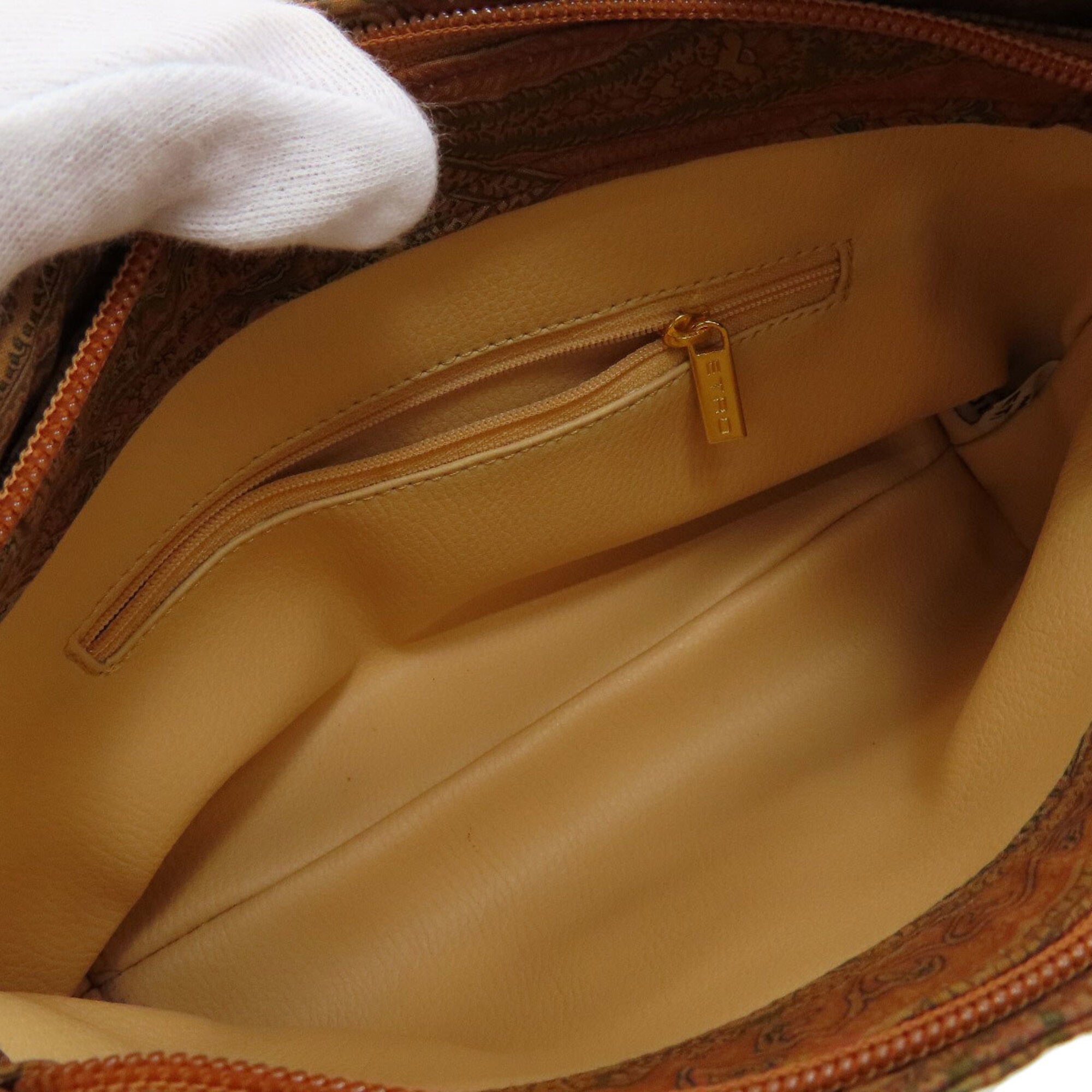 Etro Brown Orange Nylon Shoulder Bag (Pre-Owned)