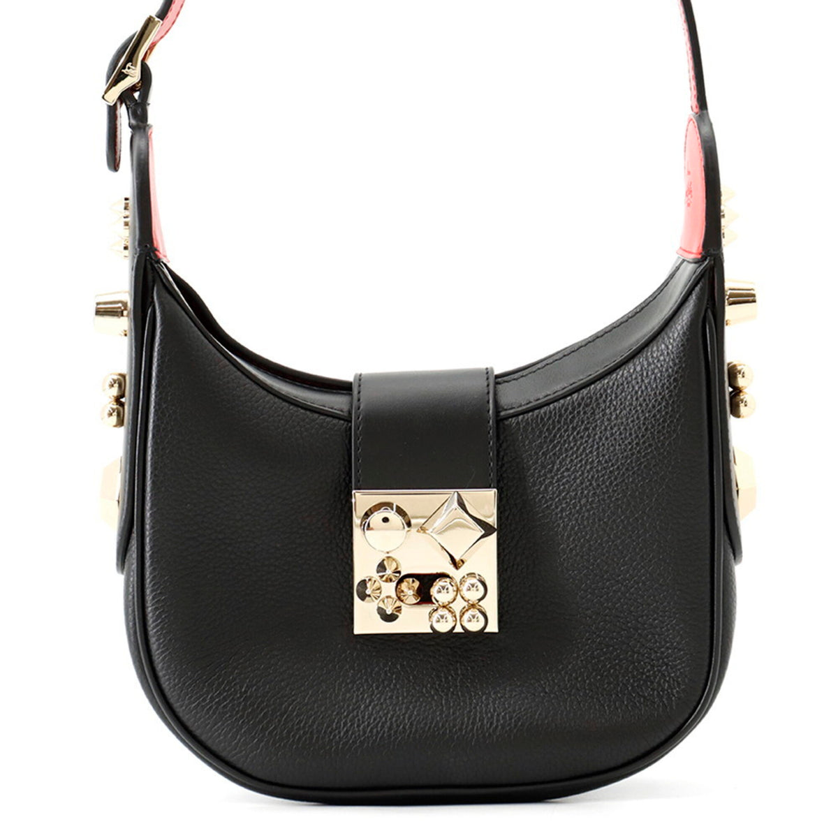 Christian Louboutin Black Red Color Leather Handbag Shoulder Bag (Pre-Owned)