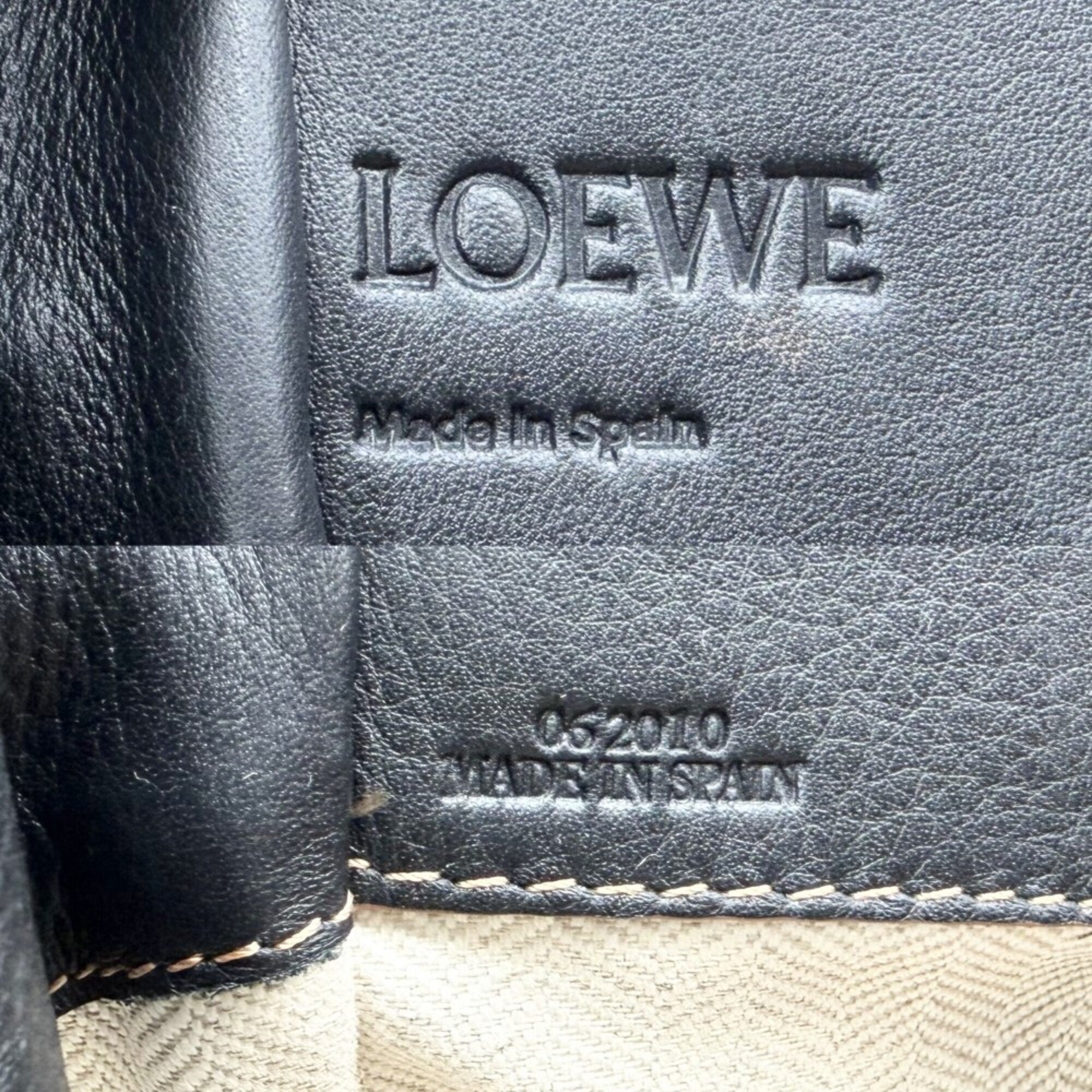 Loewe Beige Black White Leather Handbag Shoulder Bag Tote Bag (Pre-Owned)