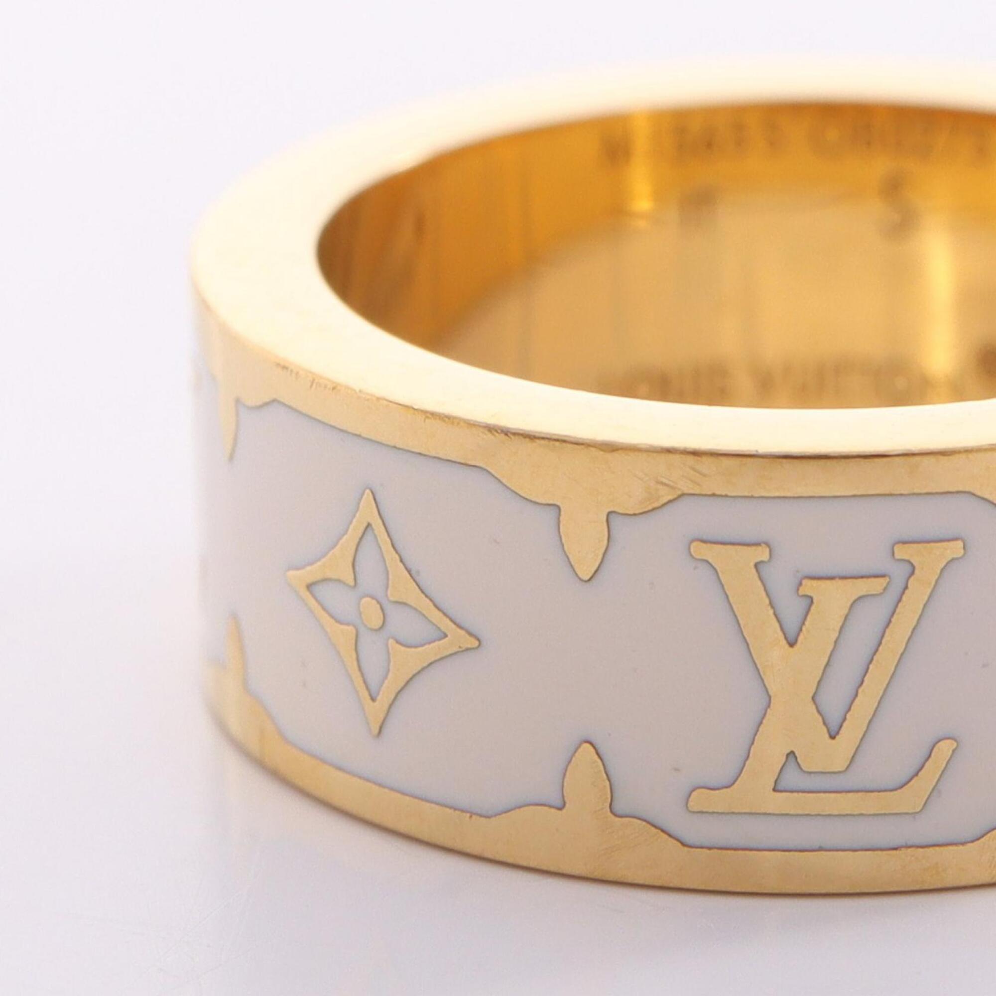 Louis Vuitton Gold Ivory Enamel Gold Plating Band Ring (Pre-Owned)