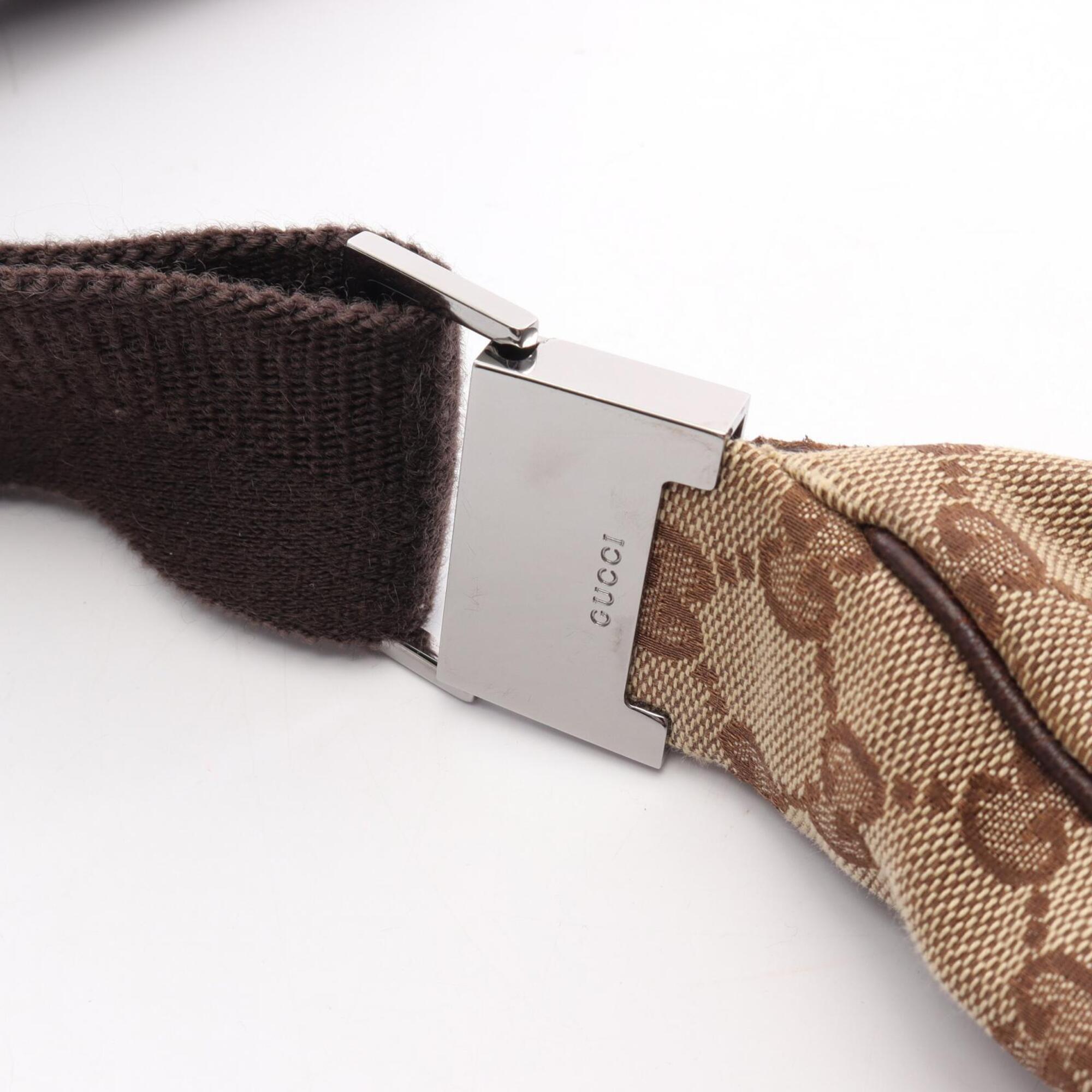 Gucci Beige Brown Canvas Leather Shoulder Bag (Pre-Owned)