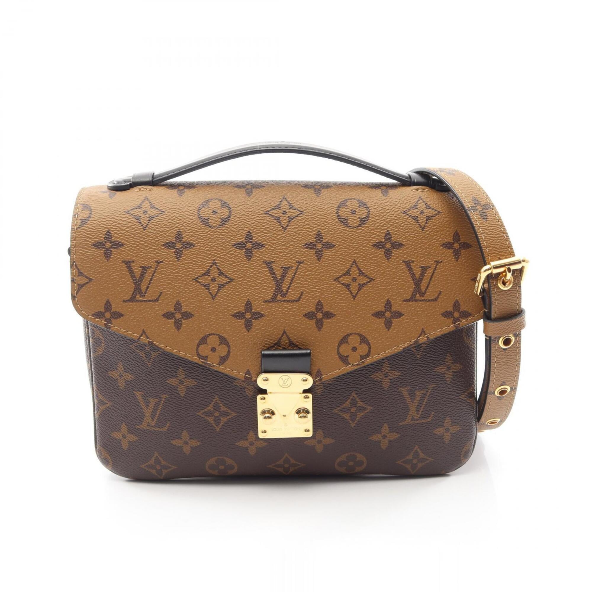 Louis Vuitton Black Brown Coated Canvas Leather Handbag Pochette (Pre-Owned)