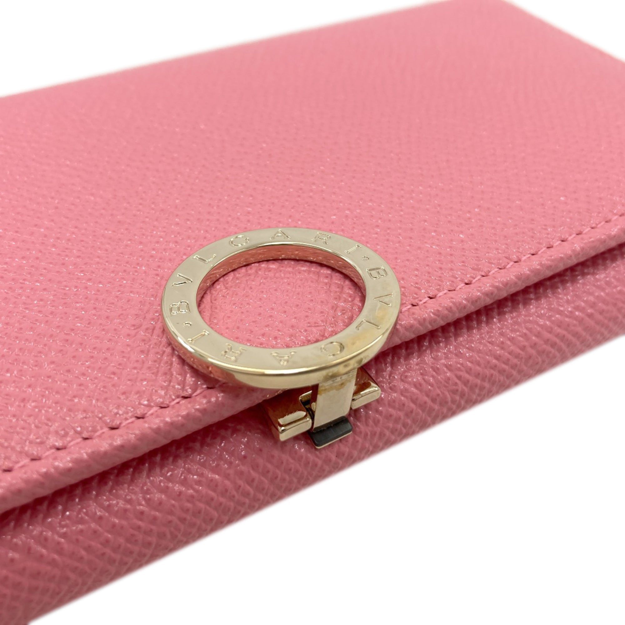 Bvlgari Pink Leather Long Wallet (Bi-Fold) (Pre-Owned)