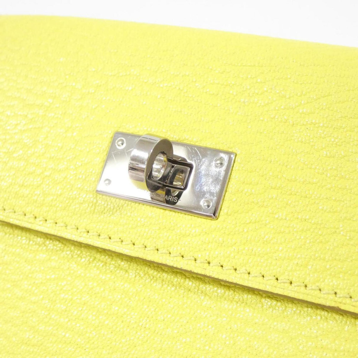 Hermes Lime Yellow Chevre Leather Card Wallet (Pre-Owned)
