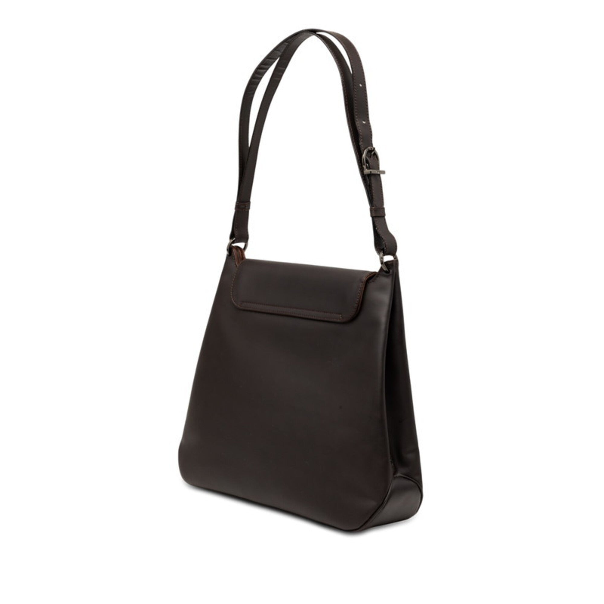 Salvatore Ferragamo Dark Brown Leather Shoulder Bag (Pre-Owned)