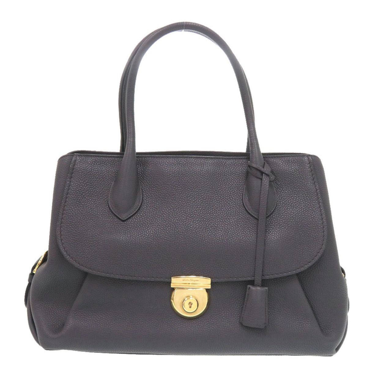 Salvatore Ferragamo Gray Leather Tote Bag (Pre-Owned)
