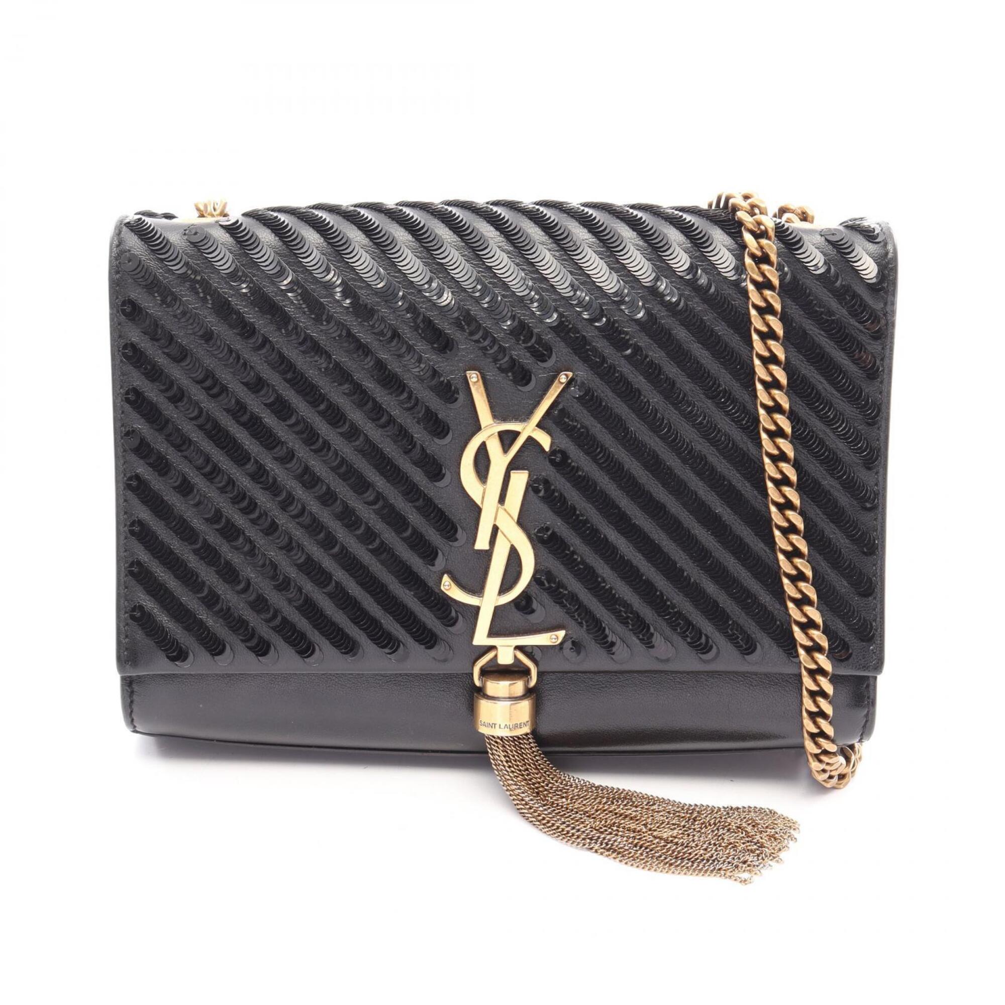 Yves Saint Laurent Black Leather Handbag Shoulder Bag (Pre-Owned)