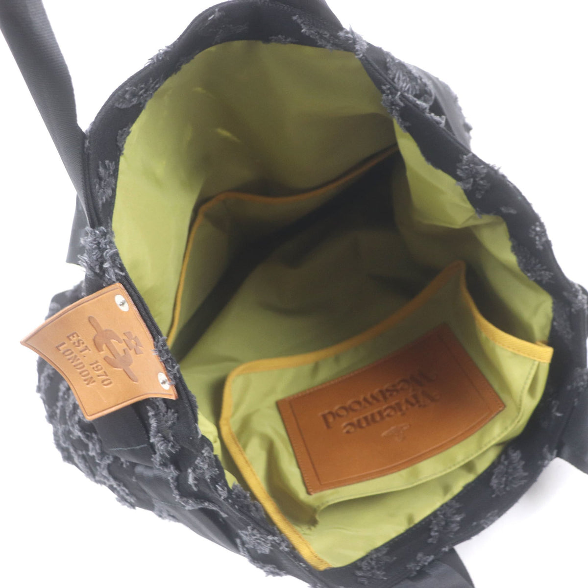 Vivienne Westwood Black Canvas Leather Handbag Tote Bag (Pre-Owned)