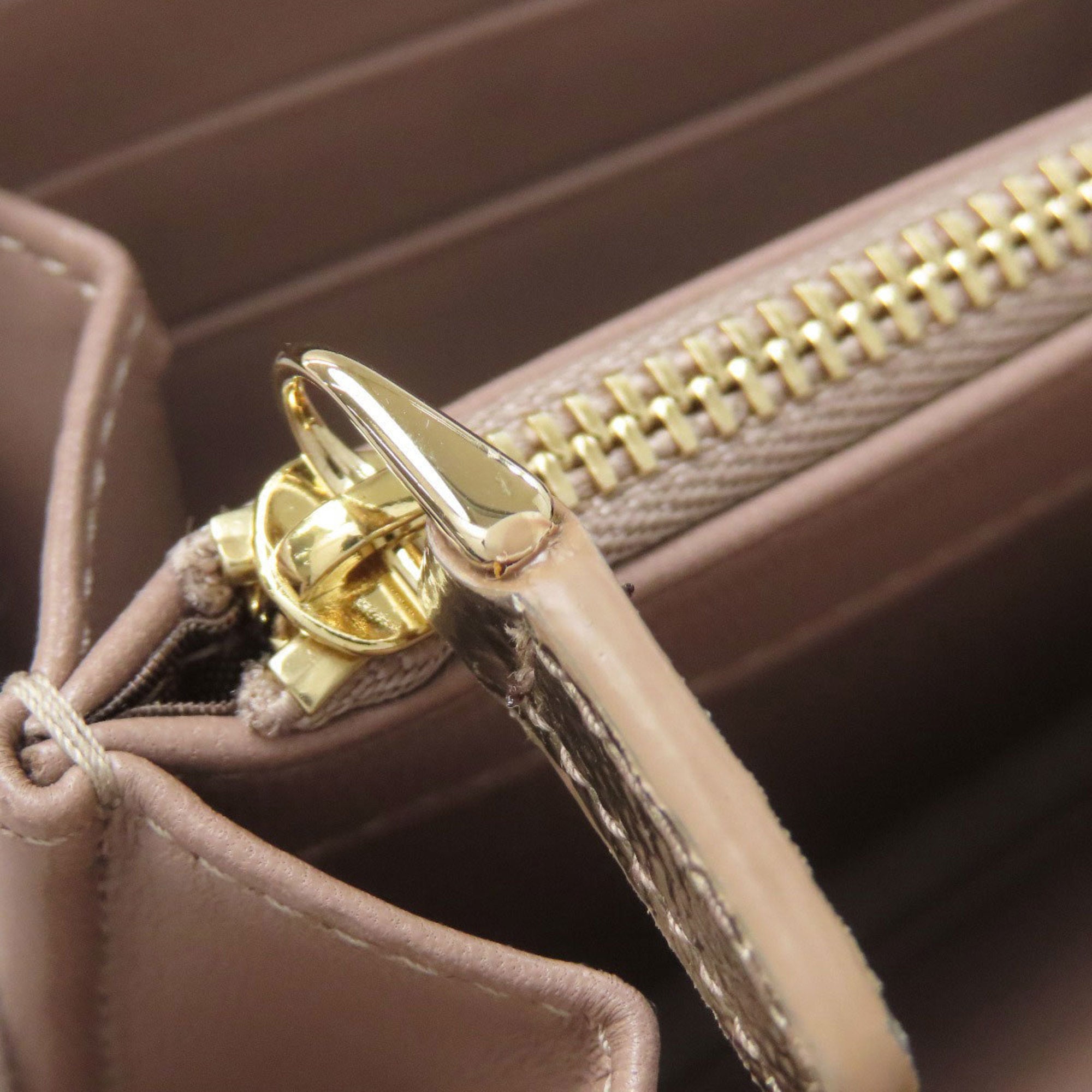 Bvlgari Gold Leather Long Wallet (Bi-Fold) (Pre-Owned)