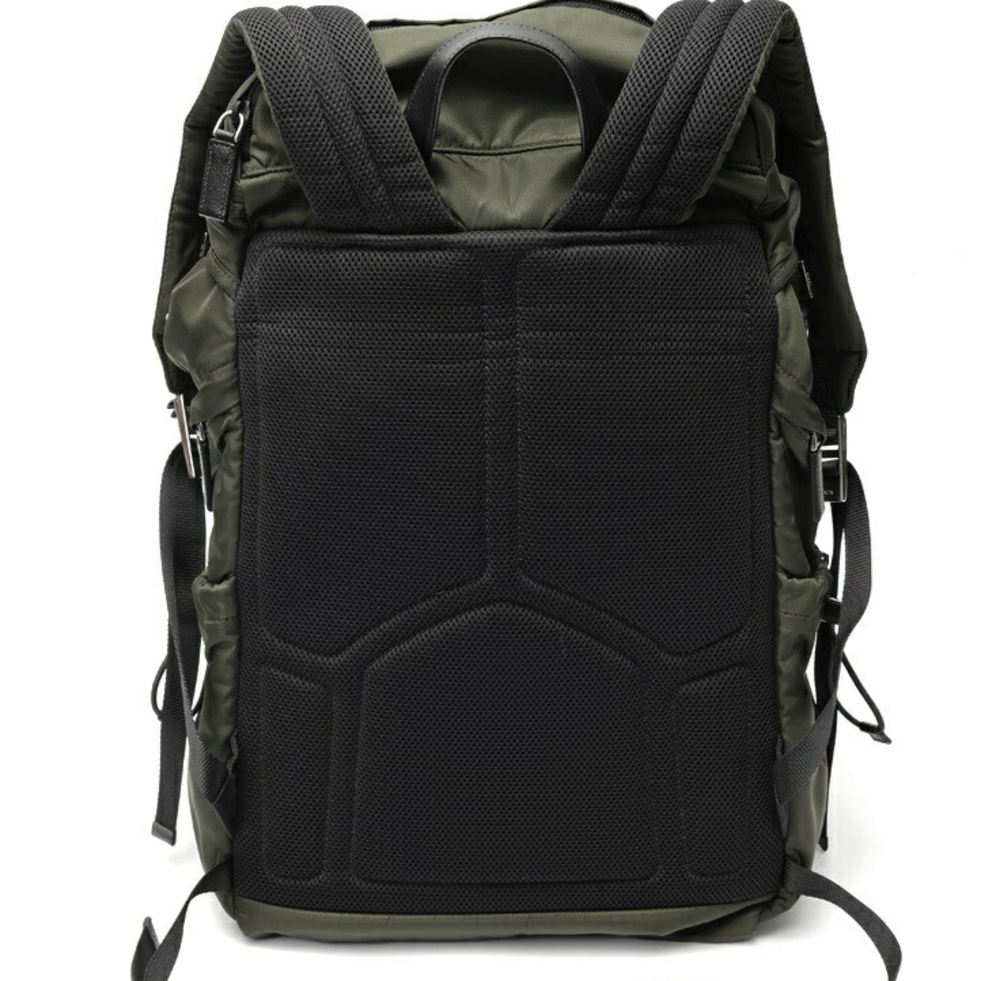 Prada Khaki Nylon Saffiano Triangle Backpack (Pre-Owned)