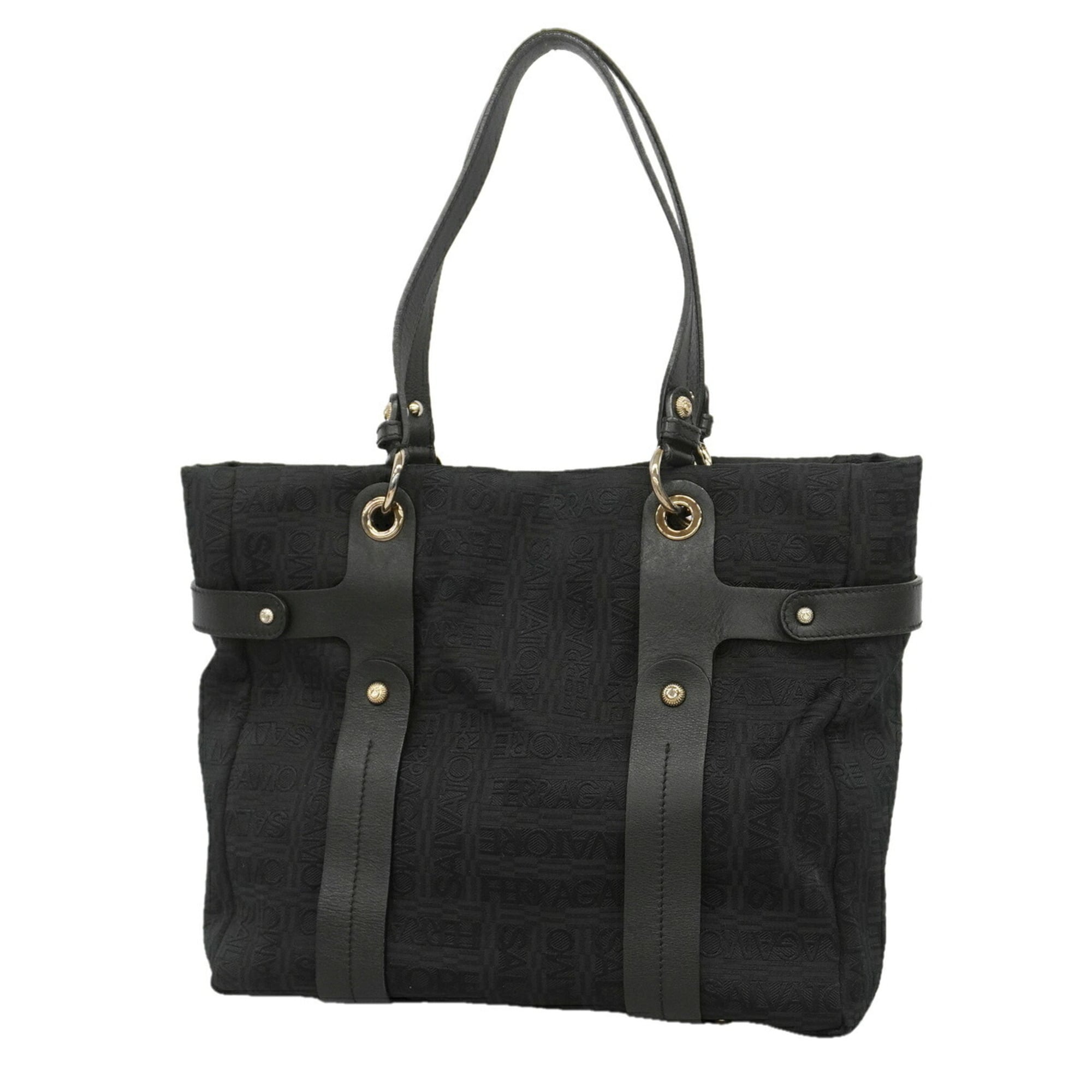 Salvatore Ferragamo Black Canvas Tote Bag (Pre-Owned)