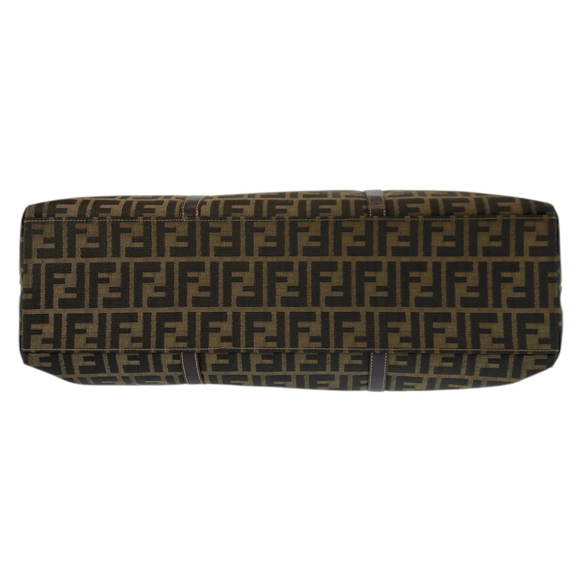 Fendi Anna Brown Canvas Leather Shoulder Bag Tote Bag (Pre-Owned)