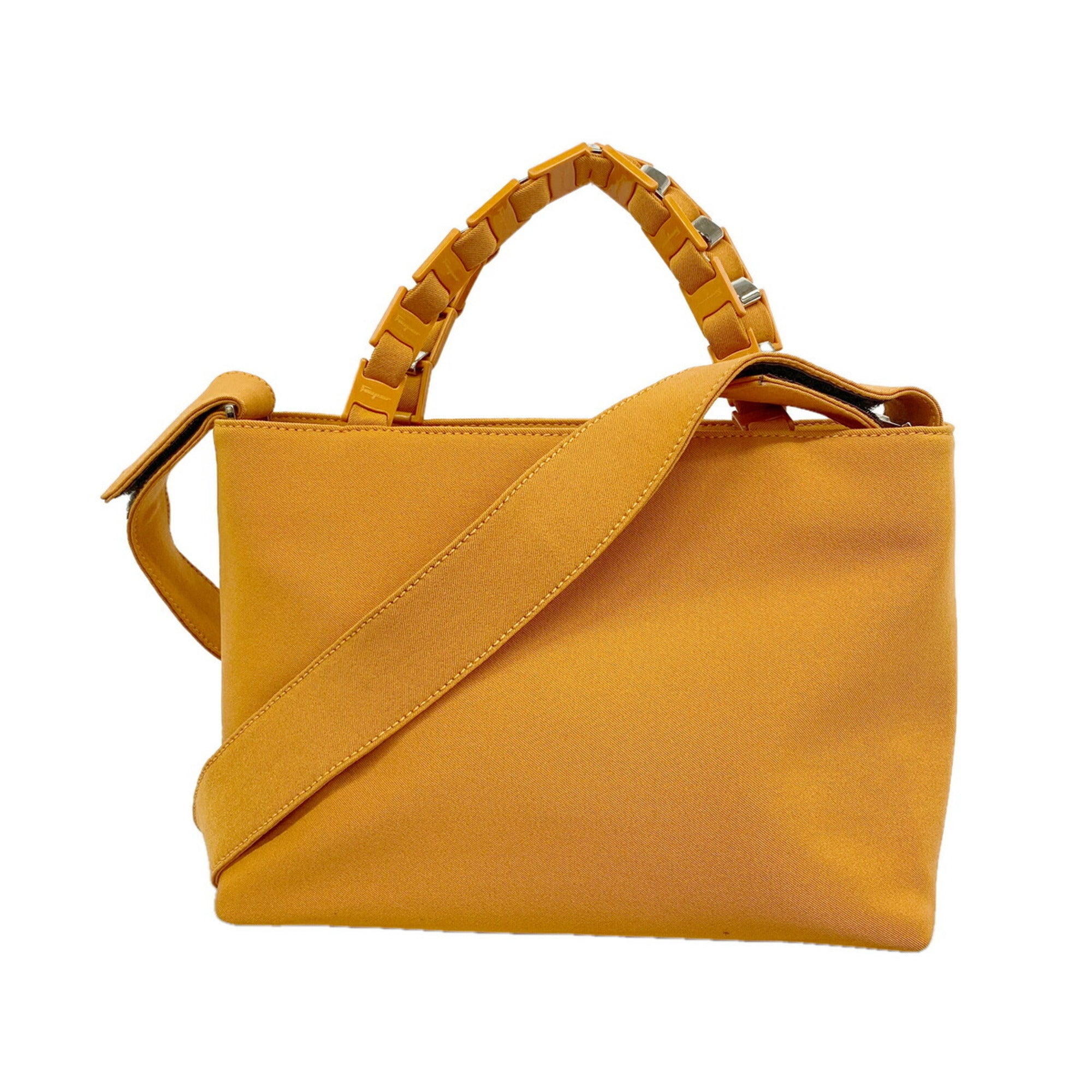Salvatore Ferragamo Orange Nylon Handbag (Pre-Owned)