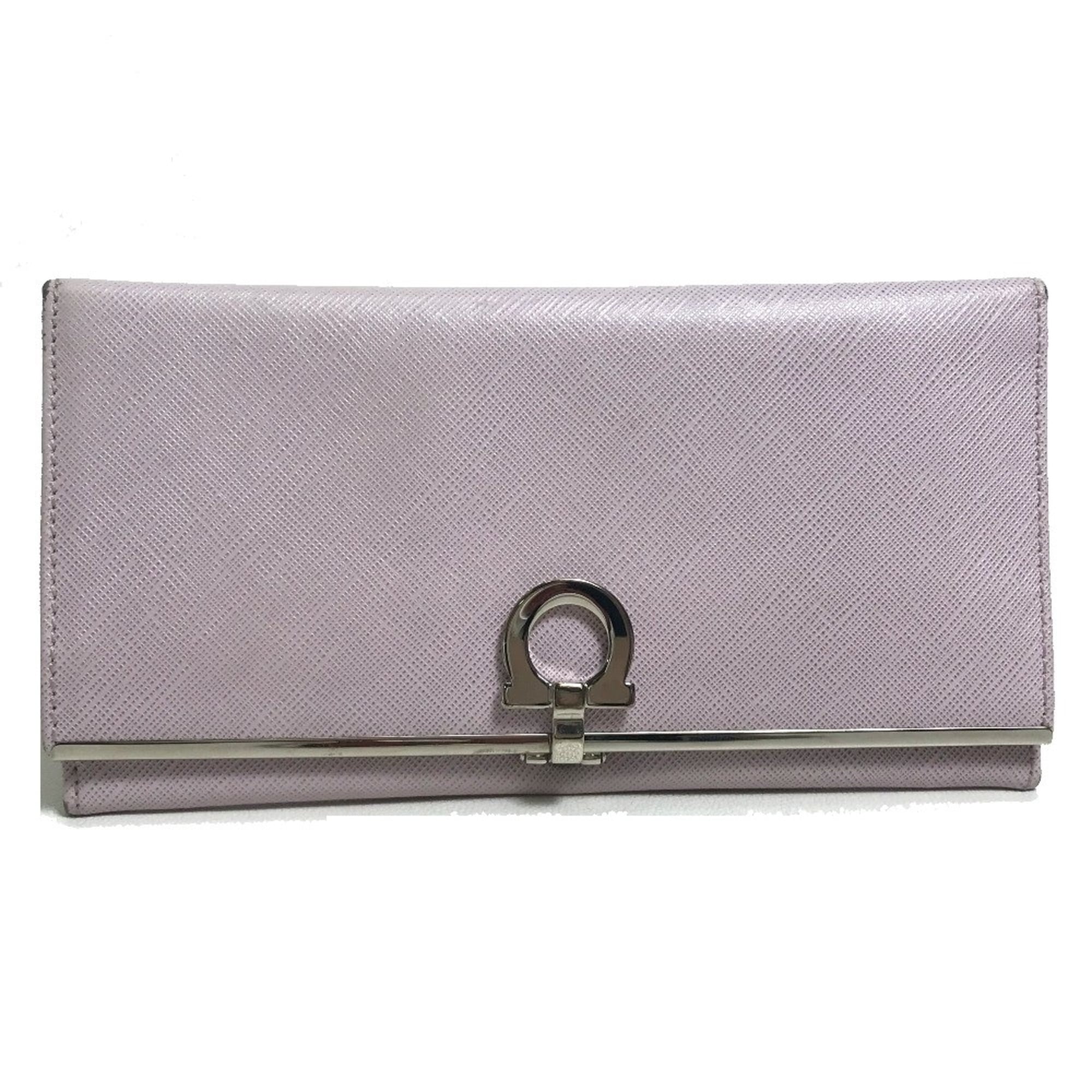 Salvatore Ferragamo Purple Leather Long Wallet (Bi-Fold) (Pre-Owned)