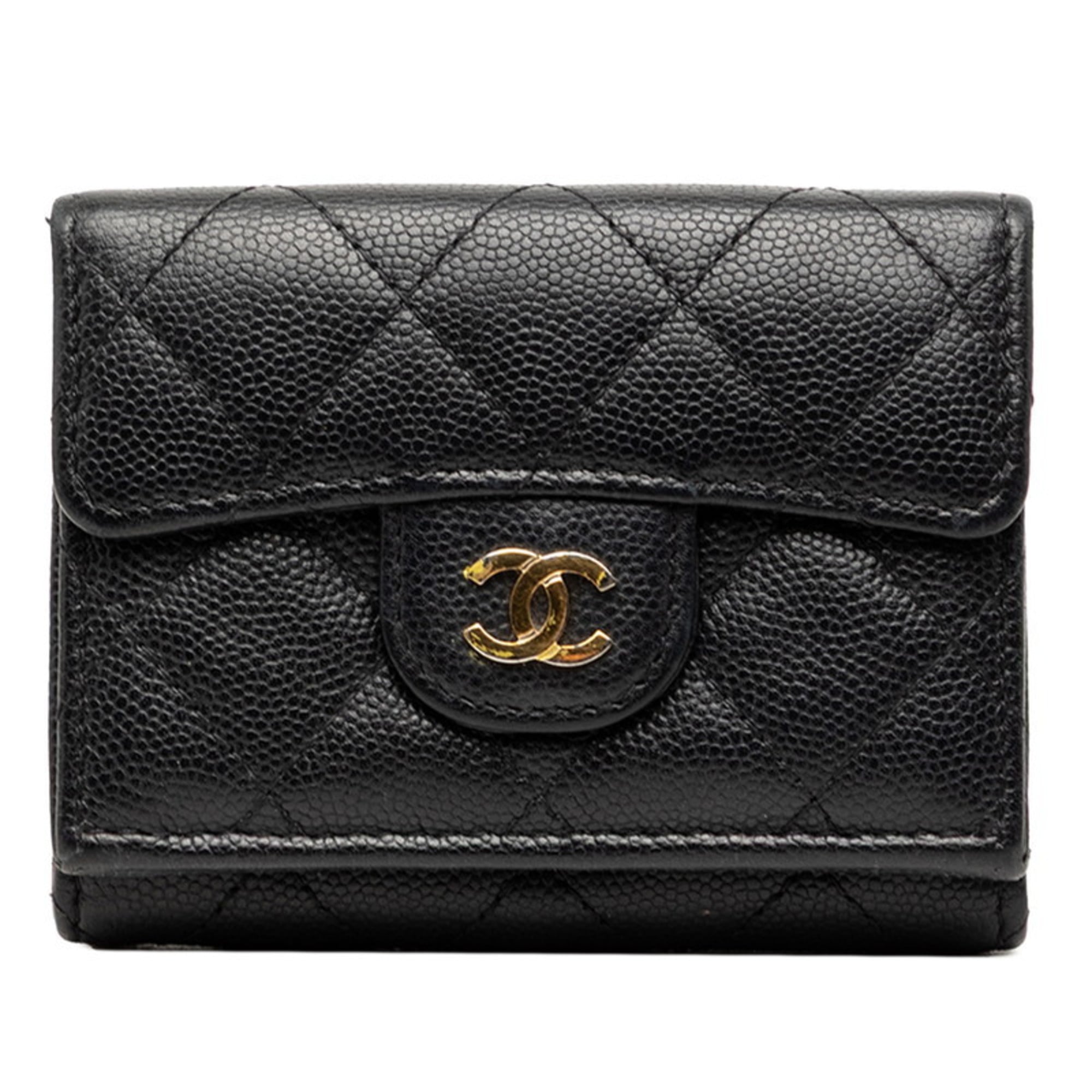 Chanel Matelasse Black Grained Calfskin Wallet (Tri-Fold) (Pre-Owned)