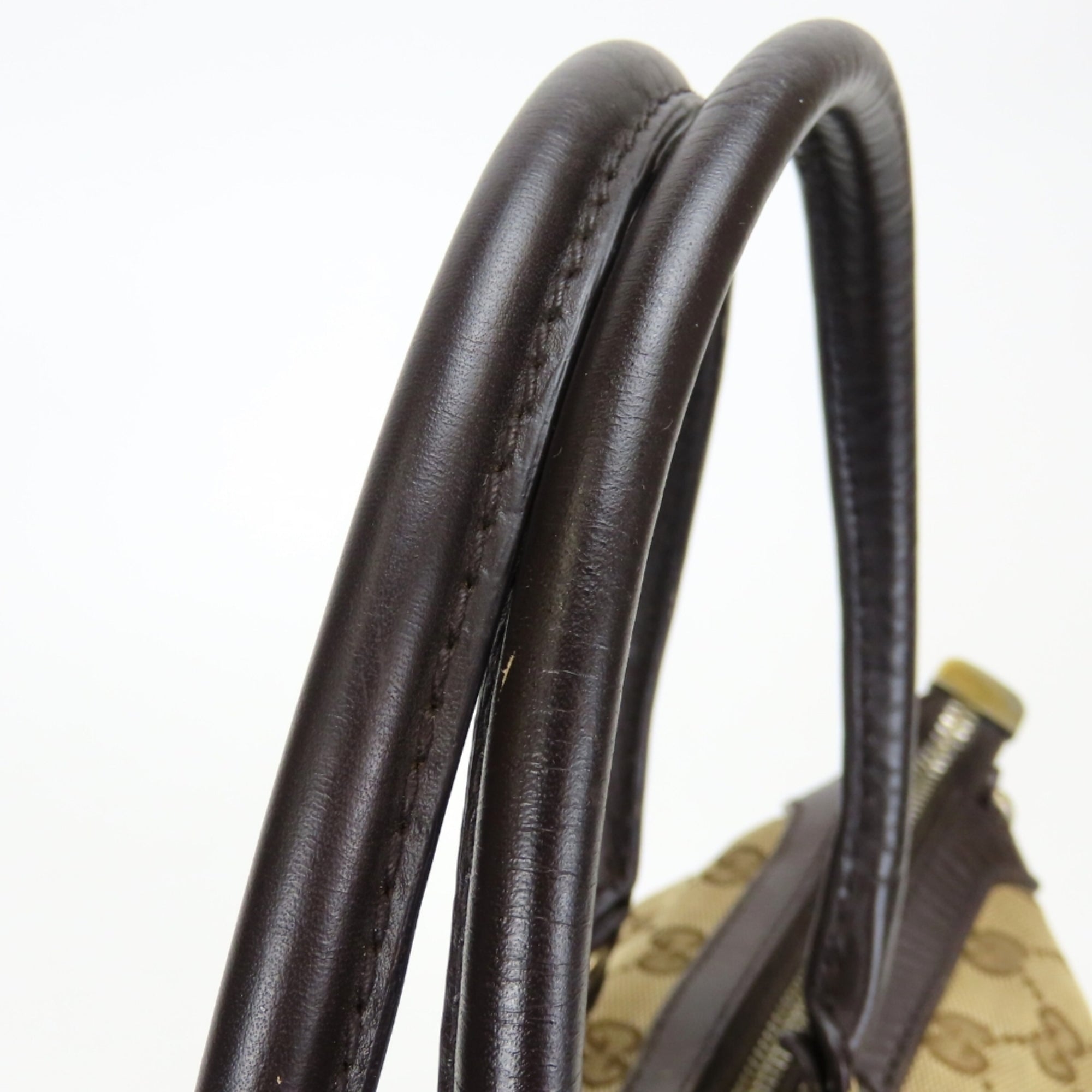 Gucci Beige Dark Brown Gg Canvas Handbag (Pre-Owned)
