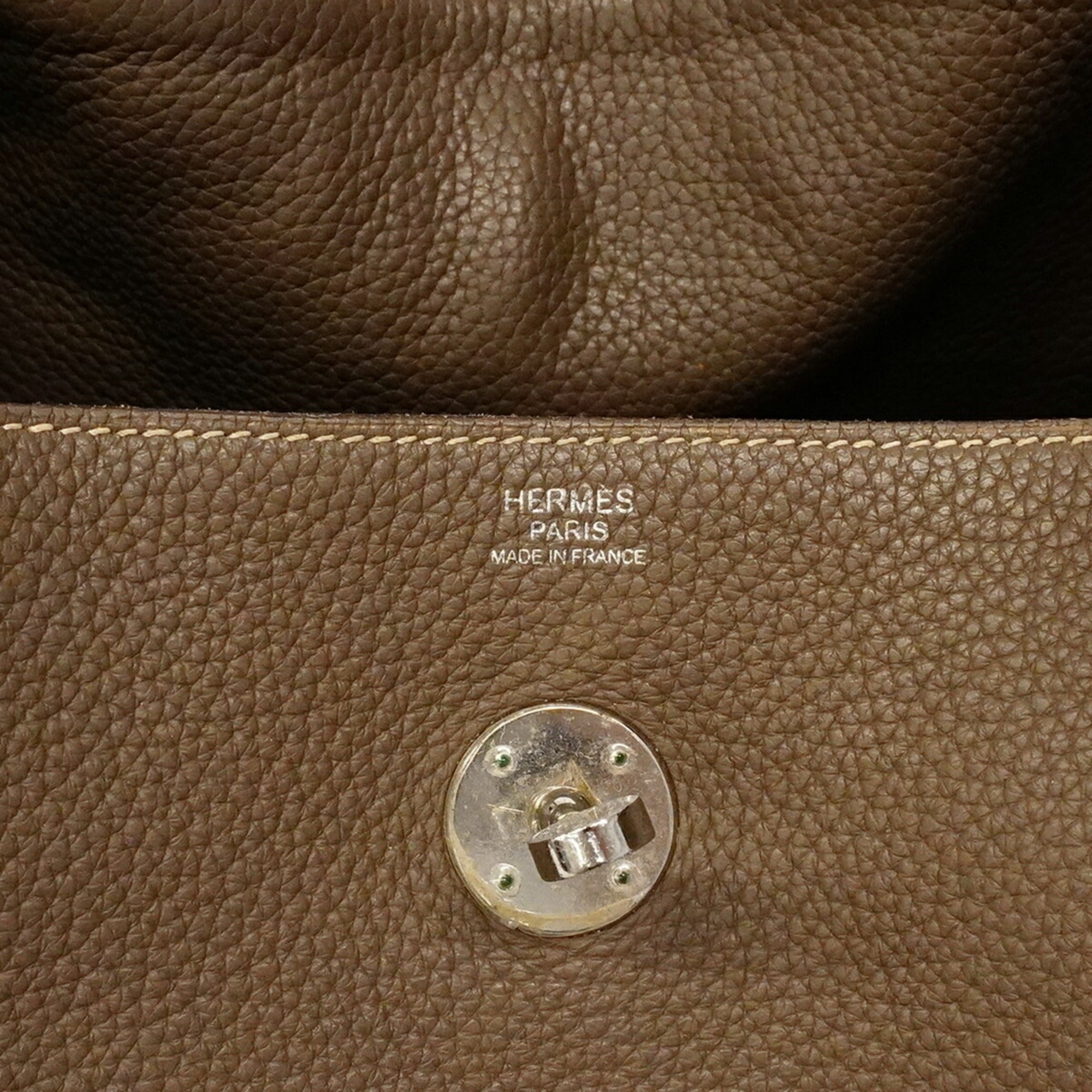 Hermes Gray Taurillon Clemence Leather Handbag (Pre-Owned)