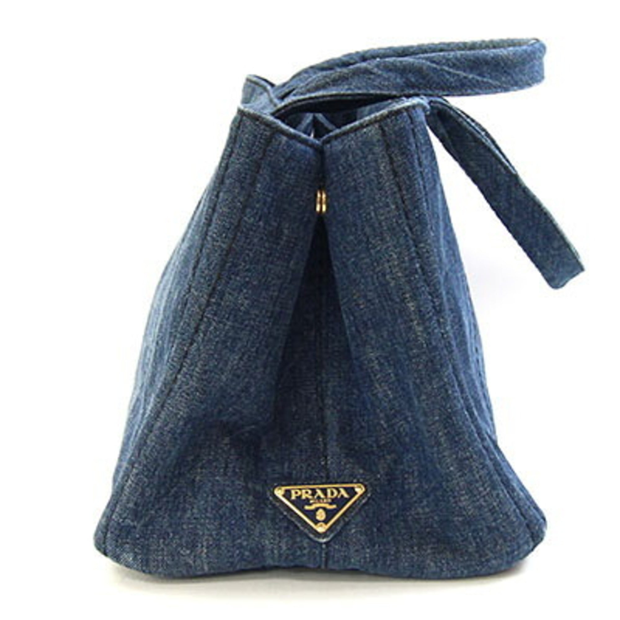 Prada Canapa Avio Blue Denim Handbag (Pre-Owned)