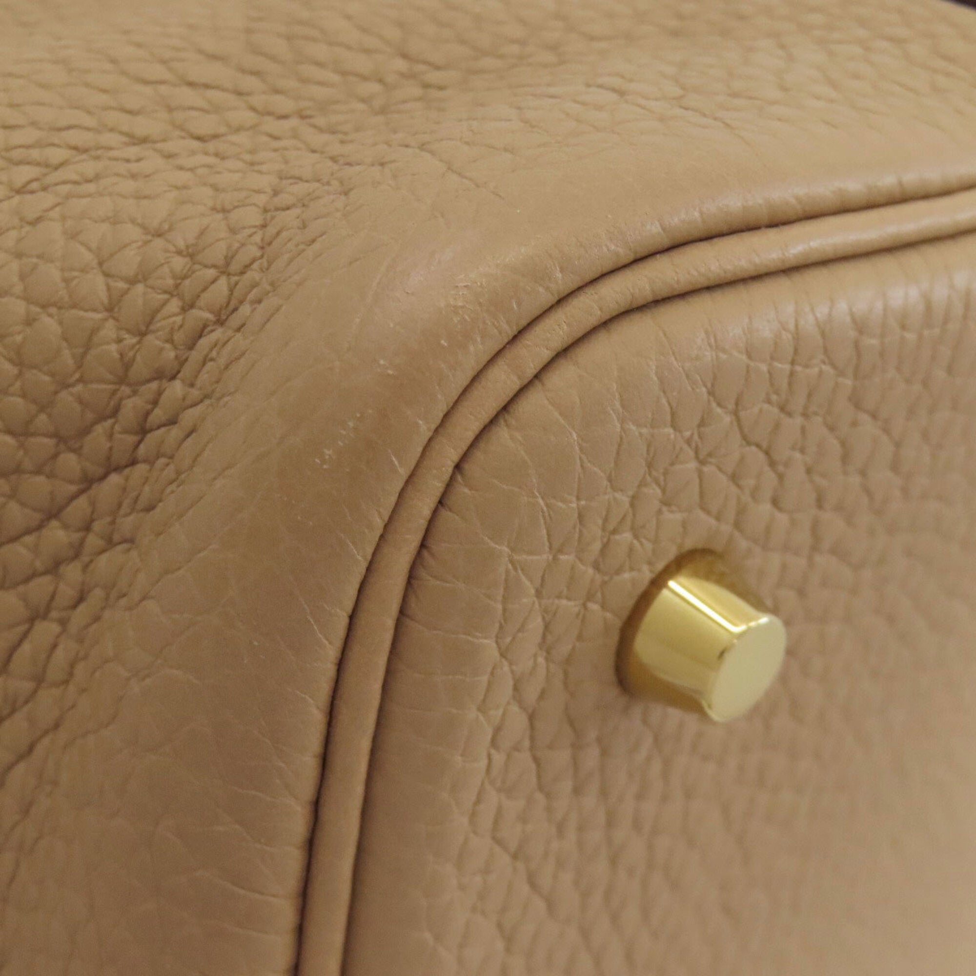 Hermes Beige Brown Taurillon Clemence Leather Handbag (Pre-Owned)