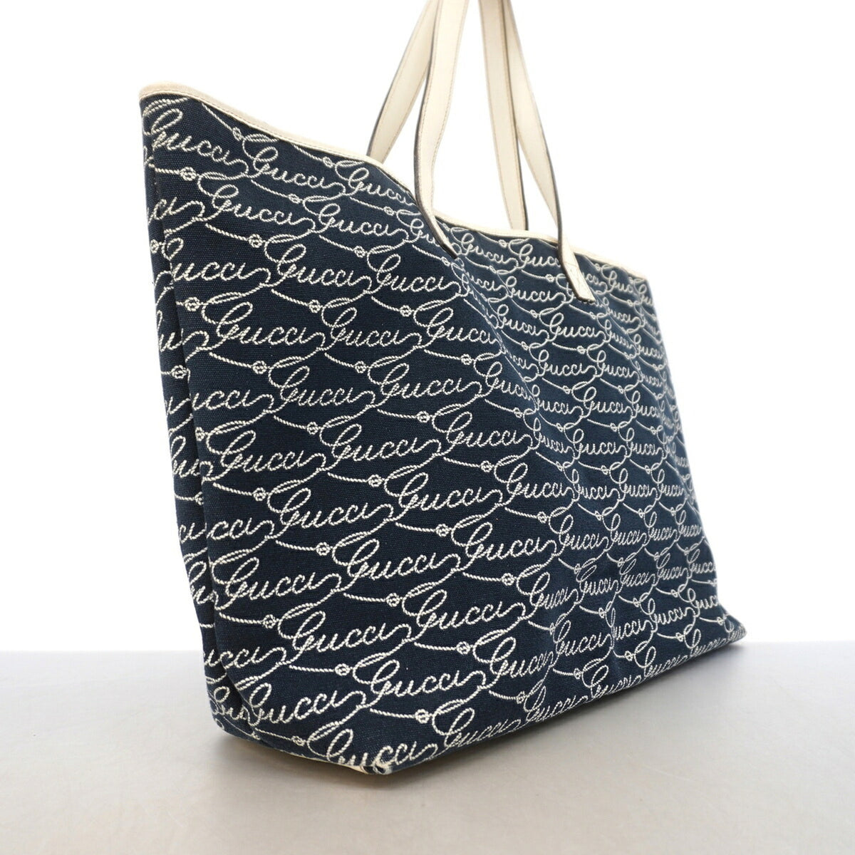 Gucci Navy Canvas Tote Bag (Pre-Owned)