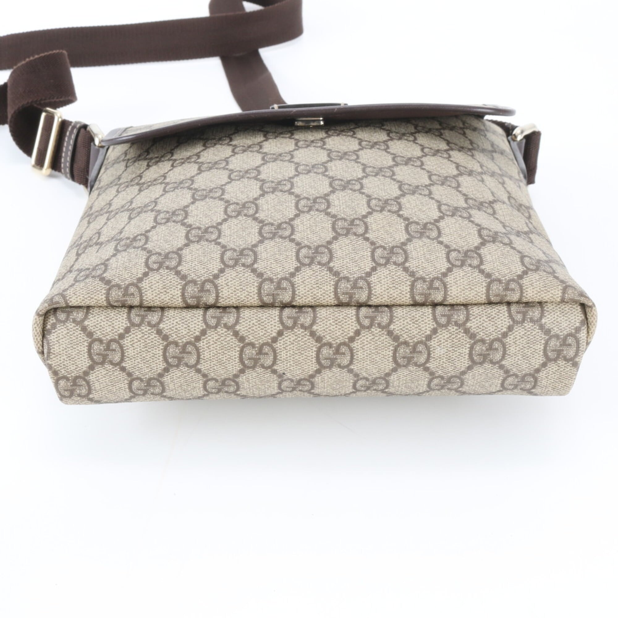 Gucci Beige Leather Coated Canvas Messenger Bag Shoulder Bag (Pre-Owned)
