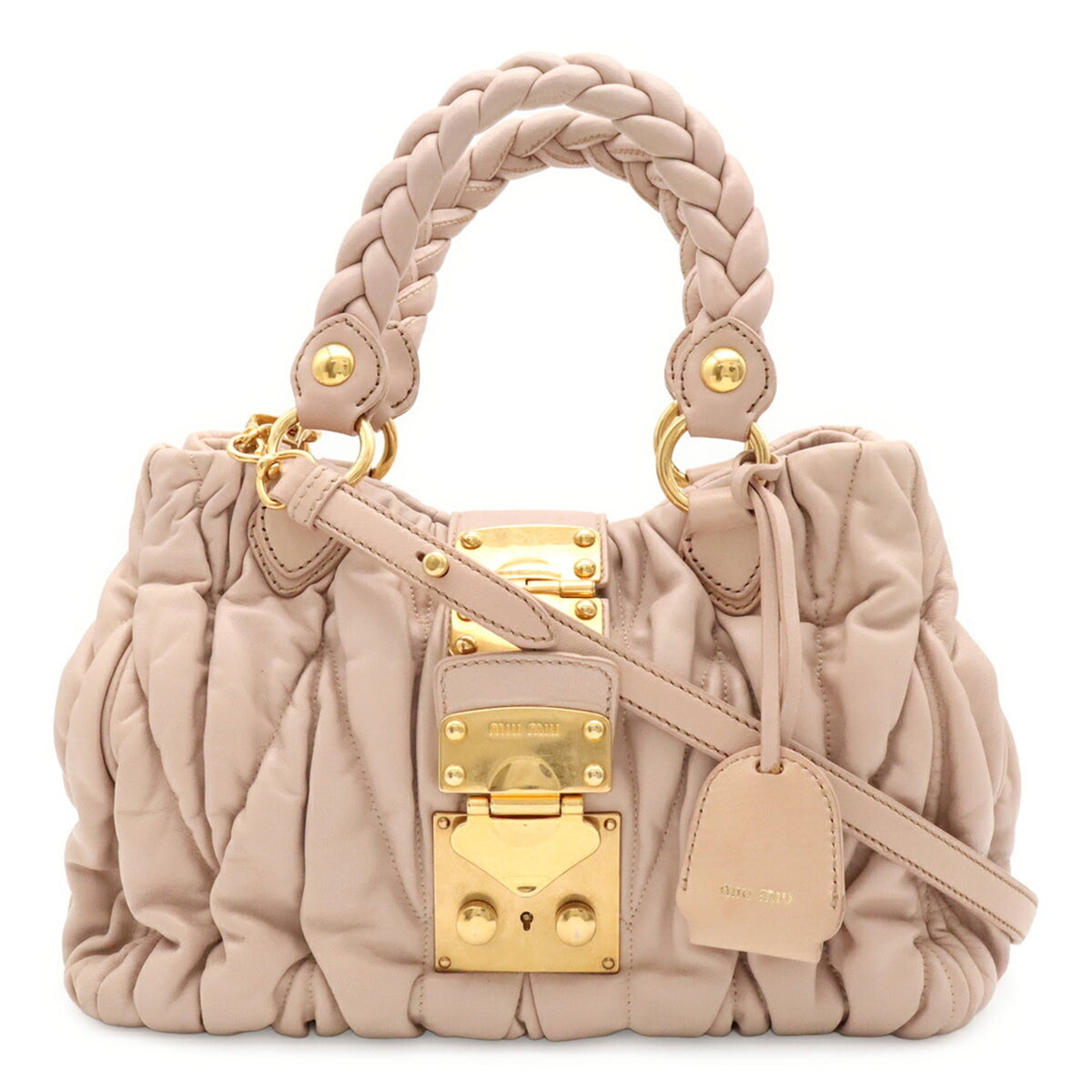 Miu Miu Pink Beige Leather Handbag Shoulder Bag (Pre-Owned)