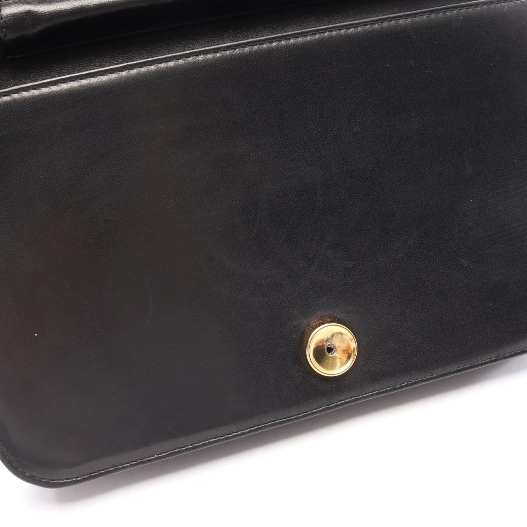 Chanel Black Leather Handbag Shoulder Bag (Pre-Owned)