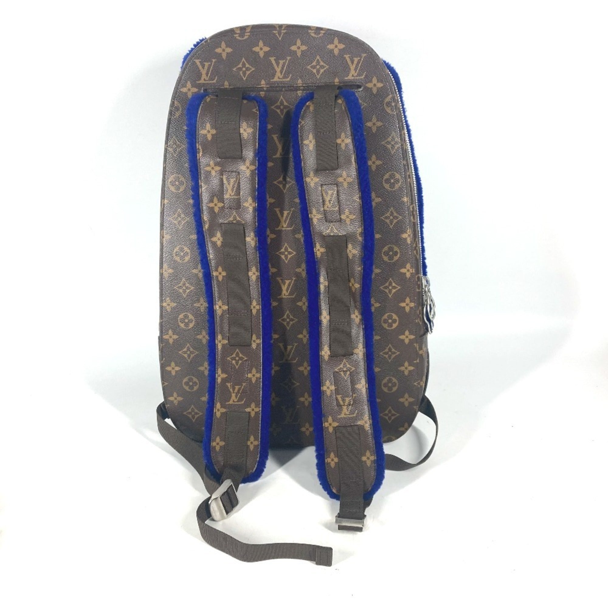 Louis Vuitton Blue Brown Monogram Canvas Leather Backpack (Pre-Owned)