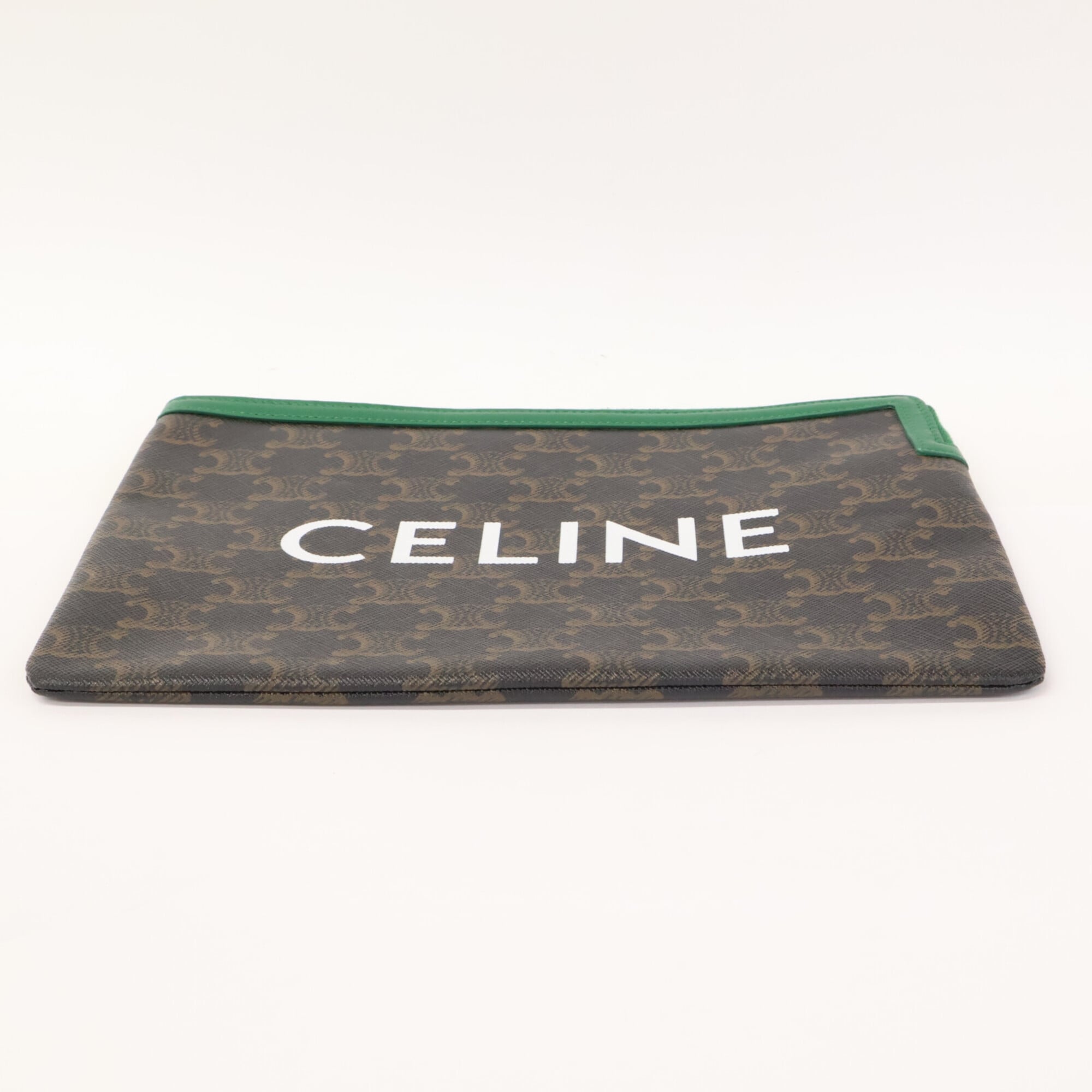 Celine Black Brown Green Coated Canvas Clutch Bag (Pre-Owned)
